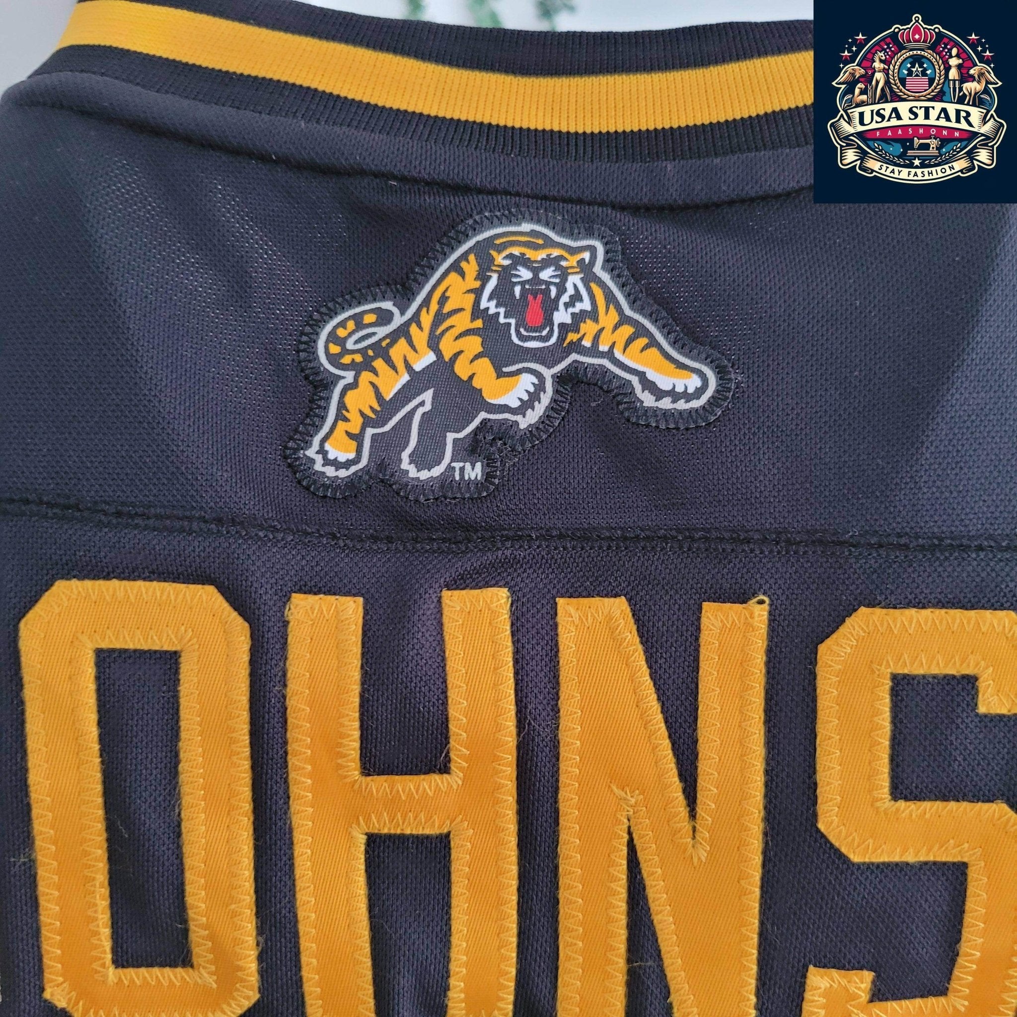 Limited Edition Hamilton Tiger - Cats Jersey Signed By J. Johnson - Authentic CFL Collectible - USASTARFASHION