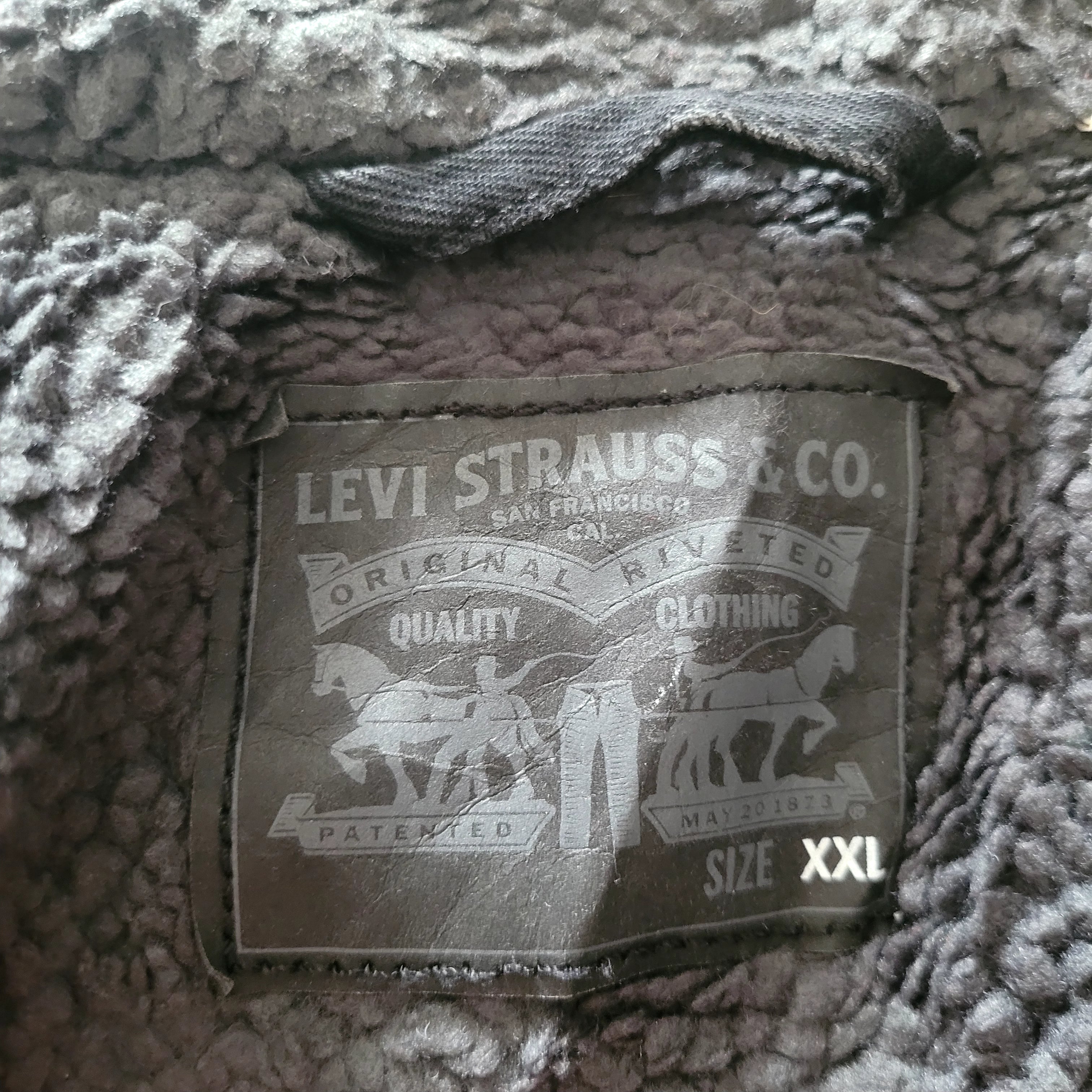 Vintage Levi’s Sherpa Trucker Jacket – XXL, Black Fleece-Lined Denim - USASTARFASHION
