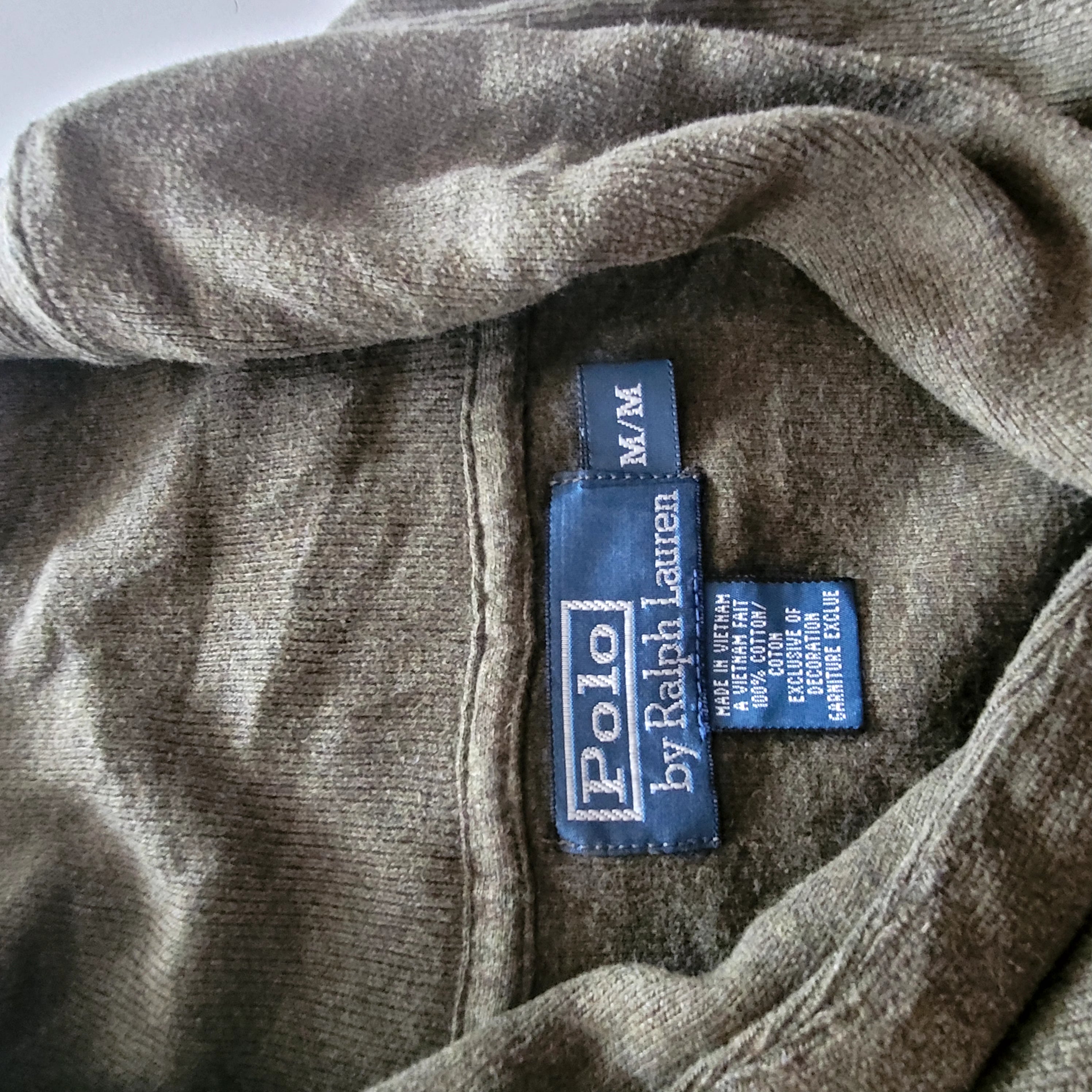 Vintage Polo Ralph Lauren Shawl Sweatshirt – Olive, Size M - USASTARFASHION