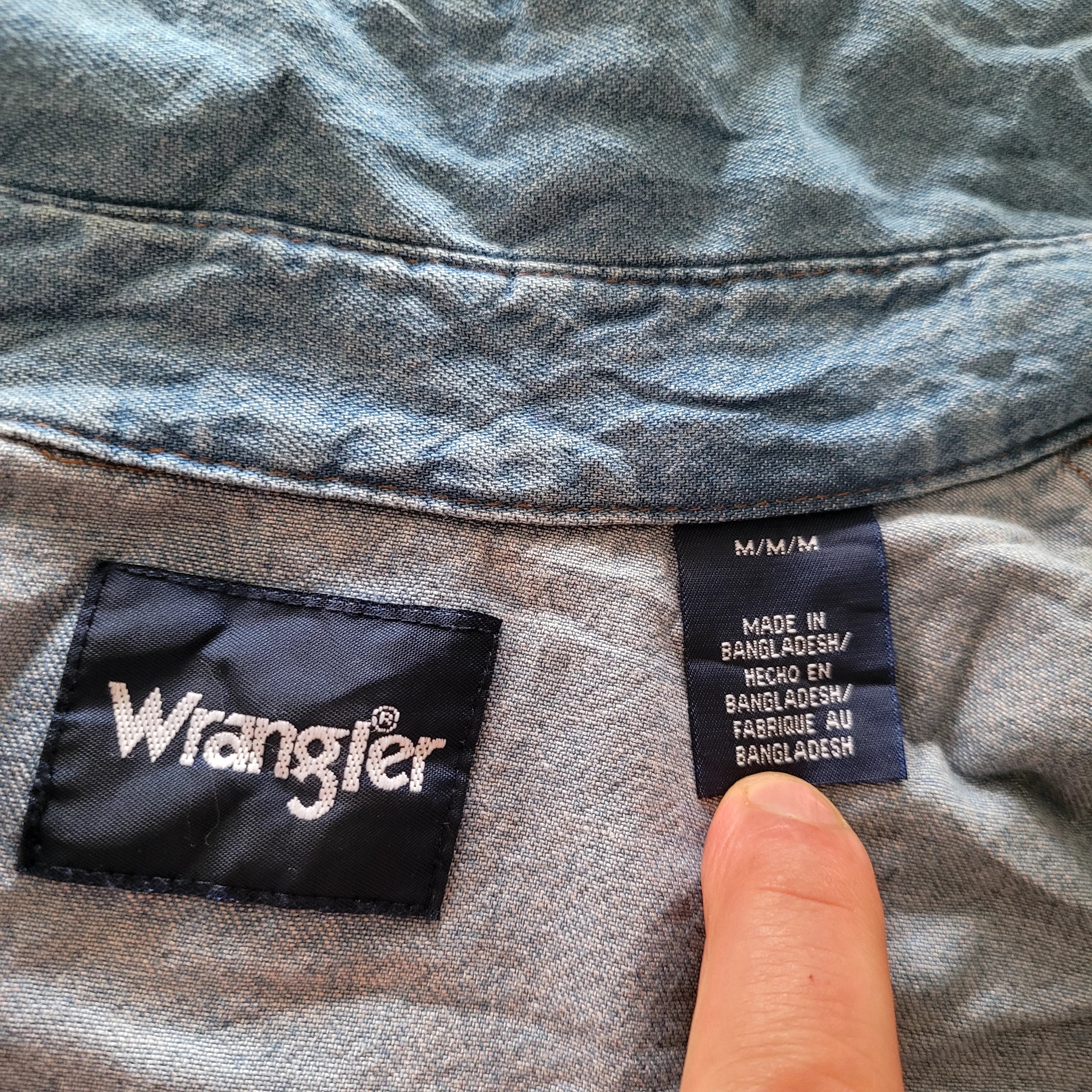 Vintage Wrangler Western Denim Shirt – Size M, Long Sleeve - USASTARFASHION