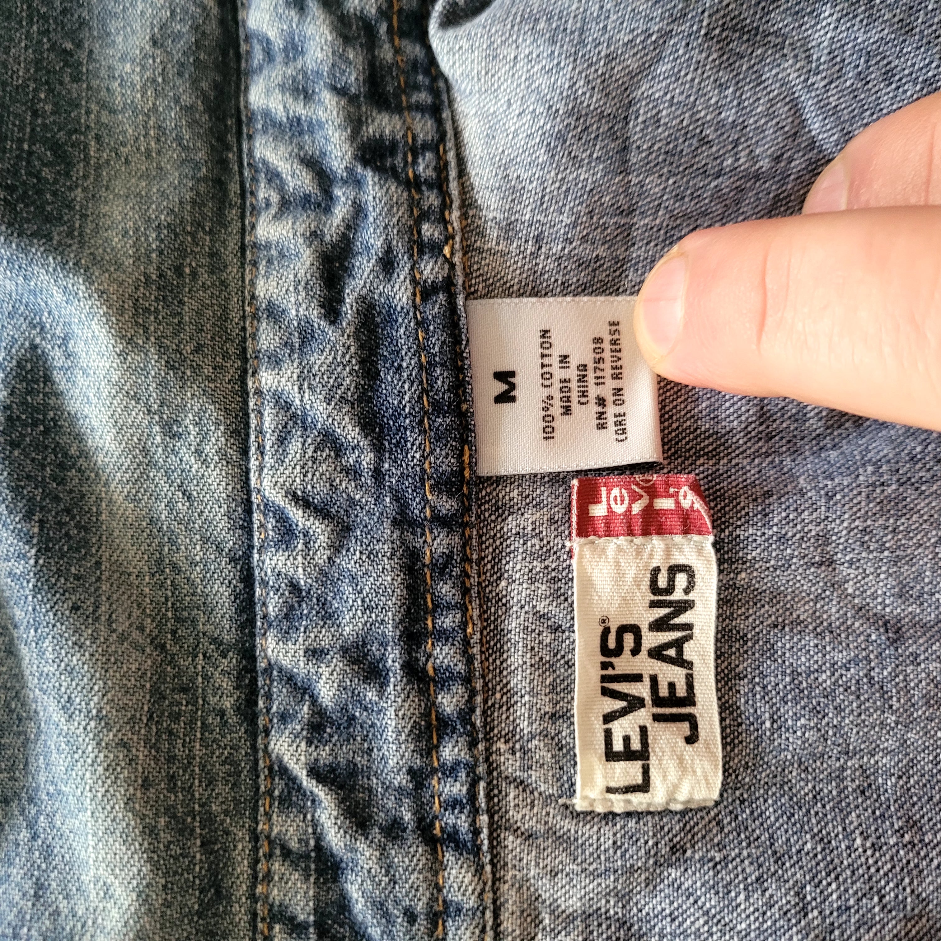Vintage Levi's Western Denim Shirt - Size M - Light Blue - USASTARFASHION