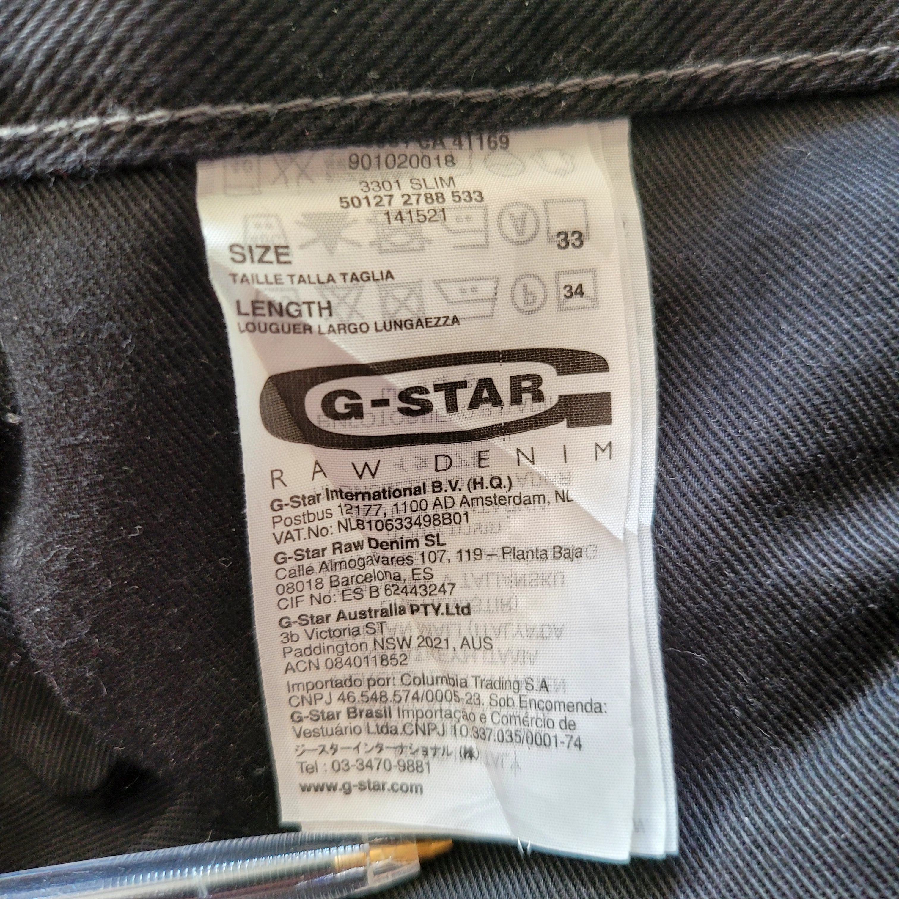 Vintage G-Star RAW 3301 Slim W33 L34 Made in Italy Jeans - USASTARFASHION