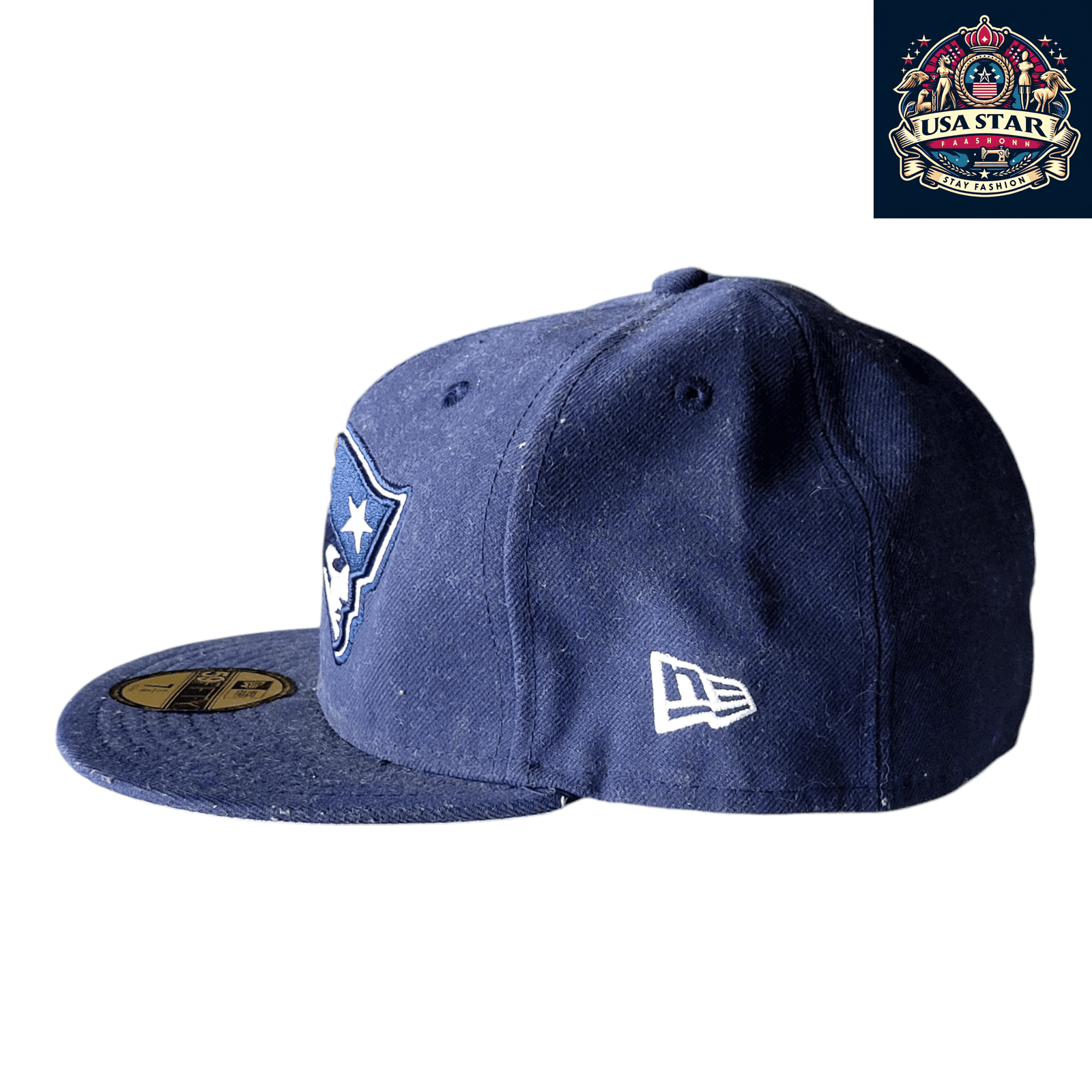 New England Patriots Cap - New Era 59Fifty Fitted Hat Size 7 1/4 in Durable Navy Blue - USASTARFASHION