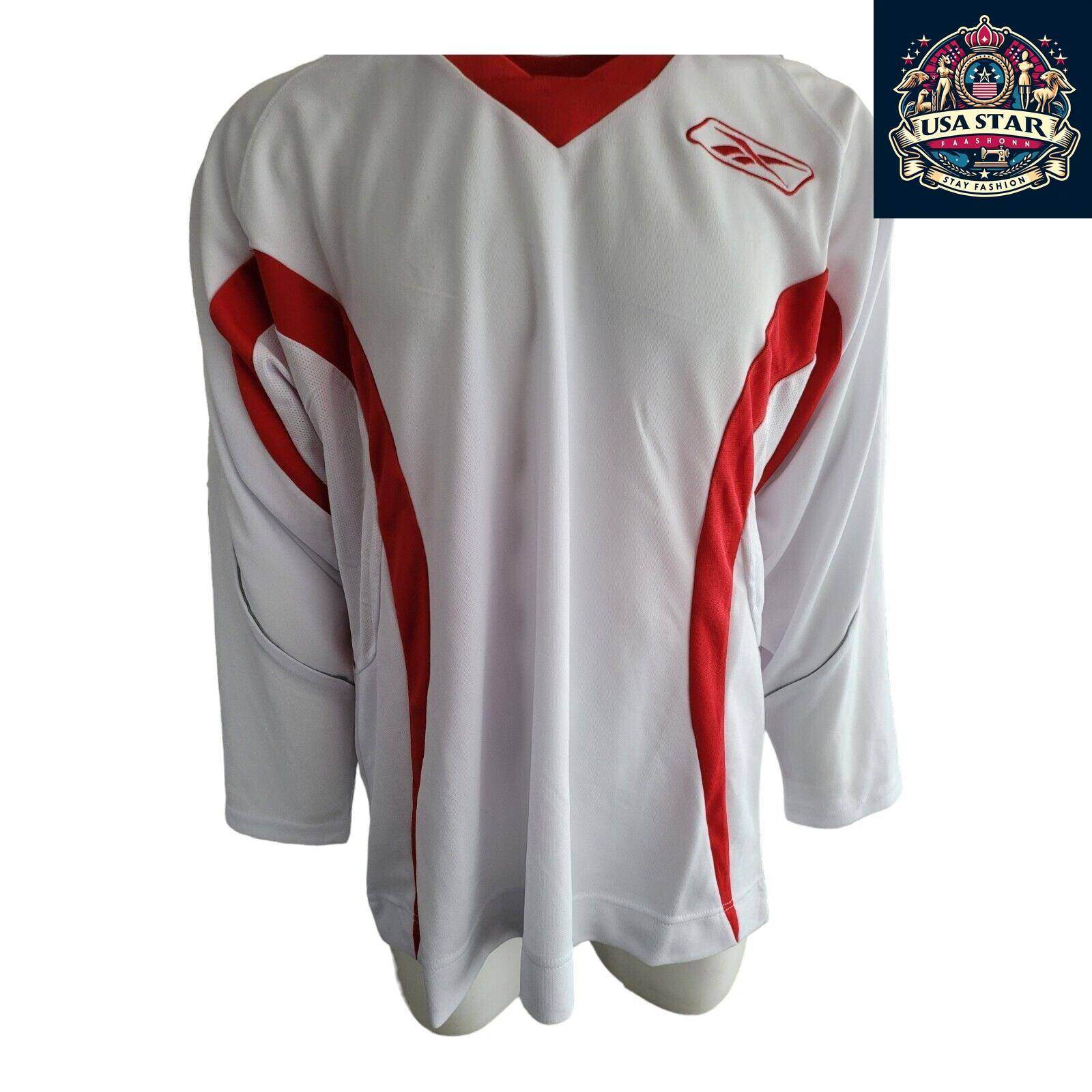 Reebok Hockey Jersey White Large - Vintage Condition, Odor-Free, Comfortable Fit - USASTARFASHION