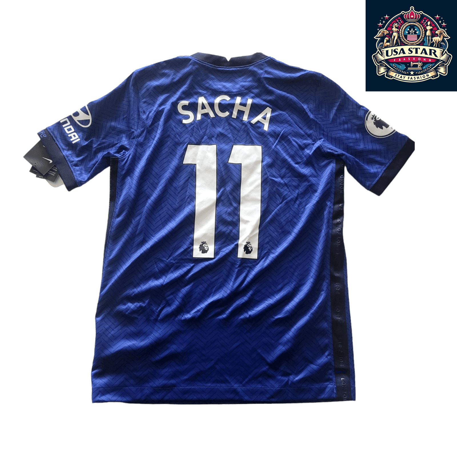 Nike Youth Soccer Jersey XL Blue Dri - FIT with Custom Name SACHA and Number 11 for Athletes - USASTARFASHION