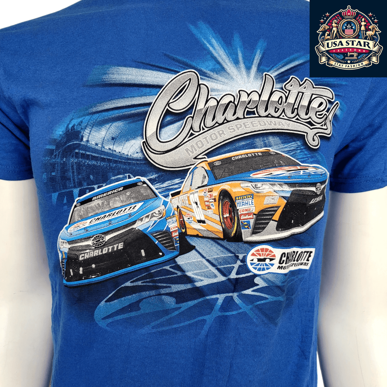 NASCAR Charlotte Motor Speedway T-Shirt - Blue Small, Delta Pro Weight Fabric for Ultimate Comfort - USASTARFASHION