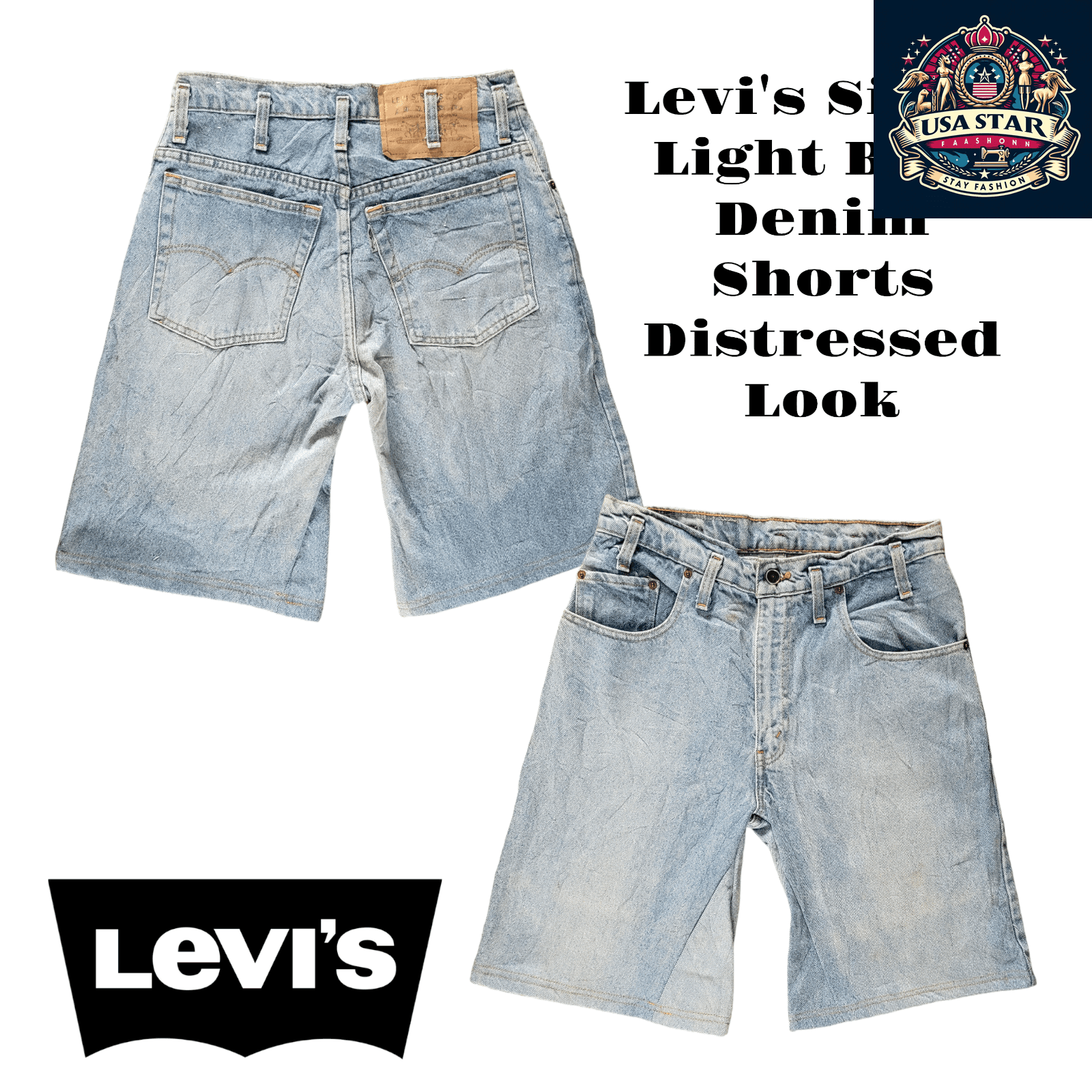 Levi's Denim Shorts Size S Light Blue Distressed Style - Comfortable Casual Summer Essential - USASTARFASHION