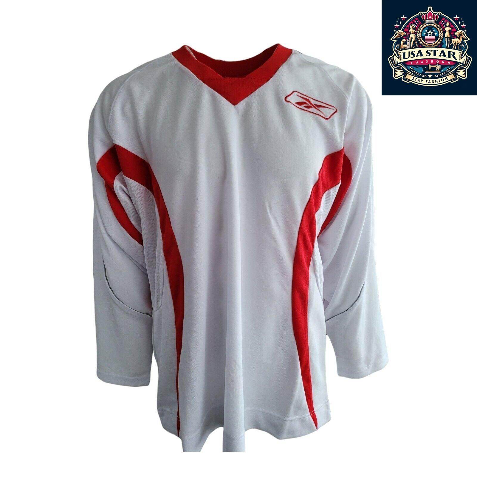 Reebok Hockey Jersey White Large - Vintage Condition, Odor-Free, Comfortable Fit - USASTARFASHION