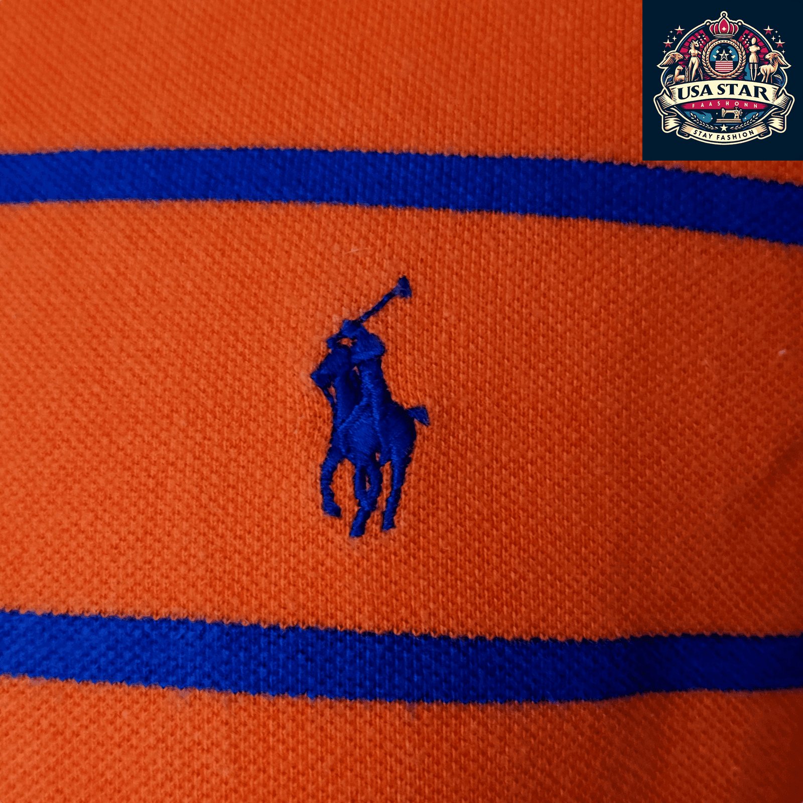Polo Ralph Lauren T-Shirt Classic Fit XL, 100% Cotton, Vibrant Orange Striped Design for Comfort - USASTARFASHION