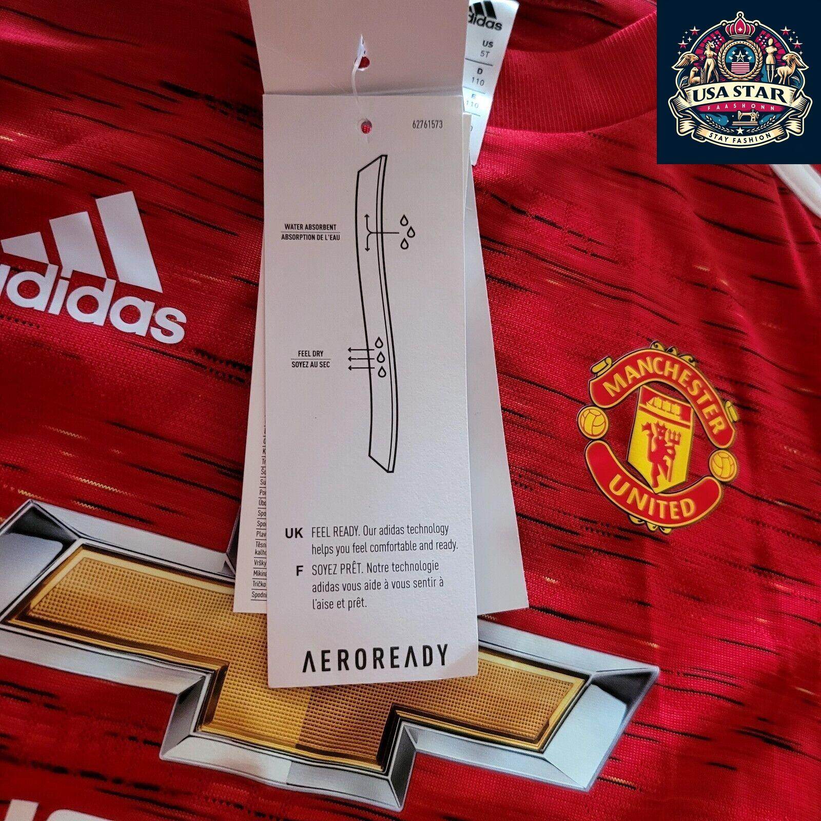Manchester United Kids Shirt - Adidas Home Shirt Size 4-5Y, Breathable Fabric, Official Badge - USASTARFASHION
