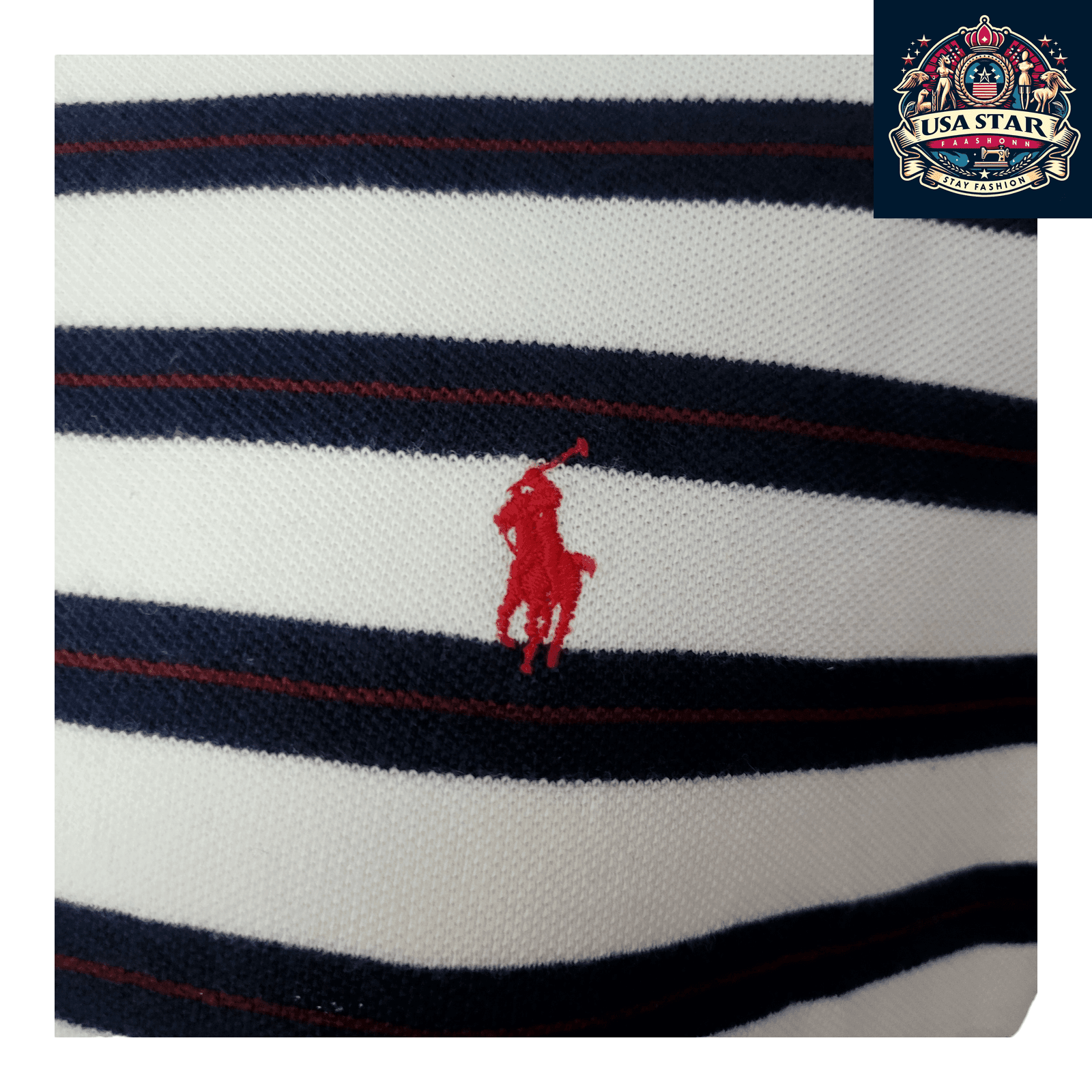 Polo Ralph Lauren Striped Polo Shirt for Men, Size M, 100% Cotton with Red Pony Emblem - USASTARFASHION