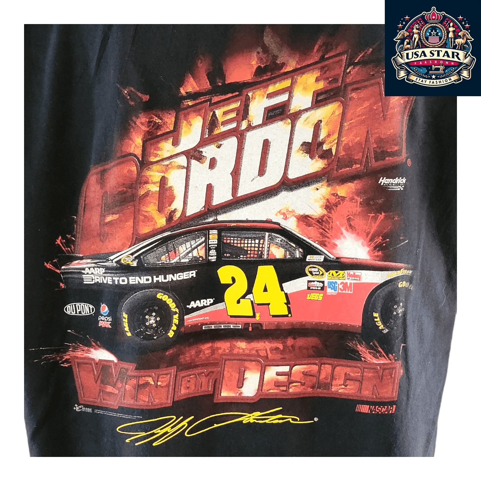 Jeff Gordon NASCAR T-Shirt XL - Chase Authentics 24 Chevy Impala Lead By Example Design - USASTARFASHION