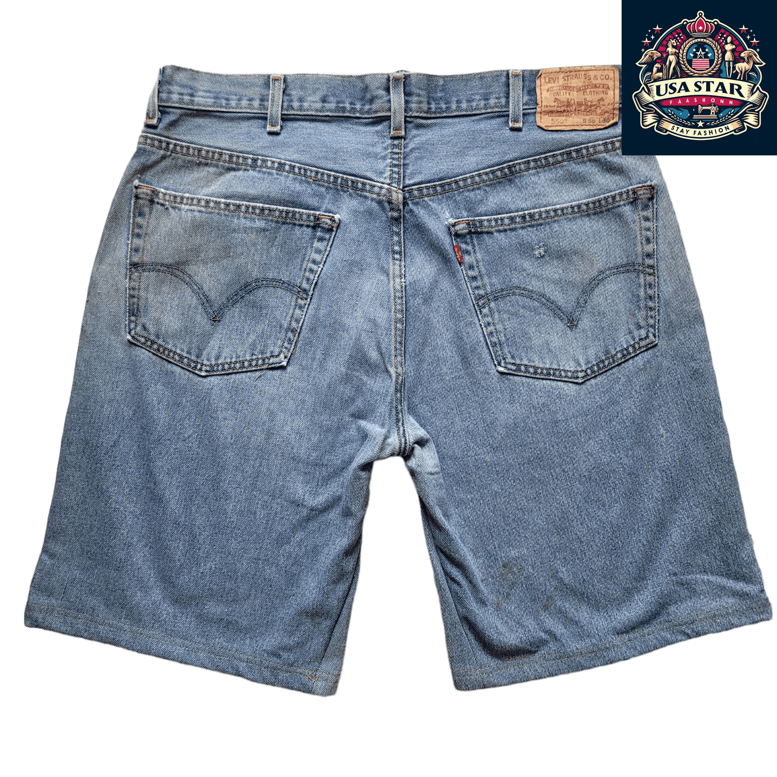 Levi's 501 Denim Shorts W30 L30 - Vintage Blue Five - Pocket Design with Adjustable Waistband - USASTARFASHION