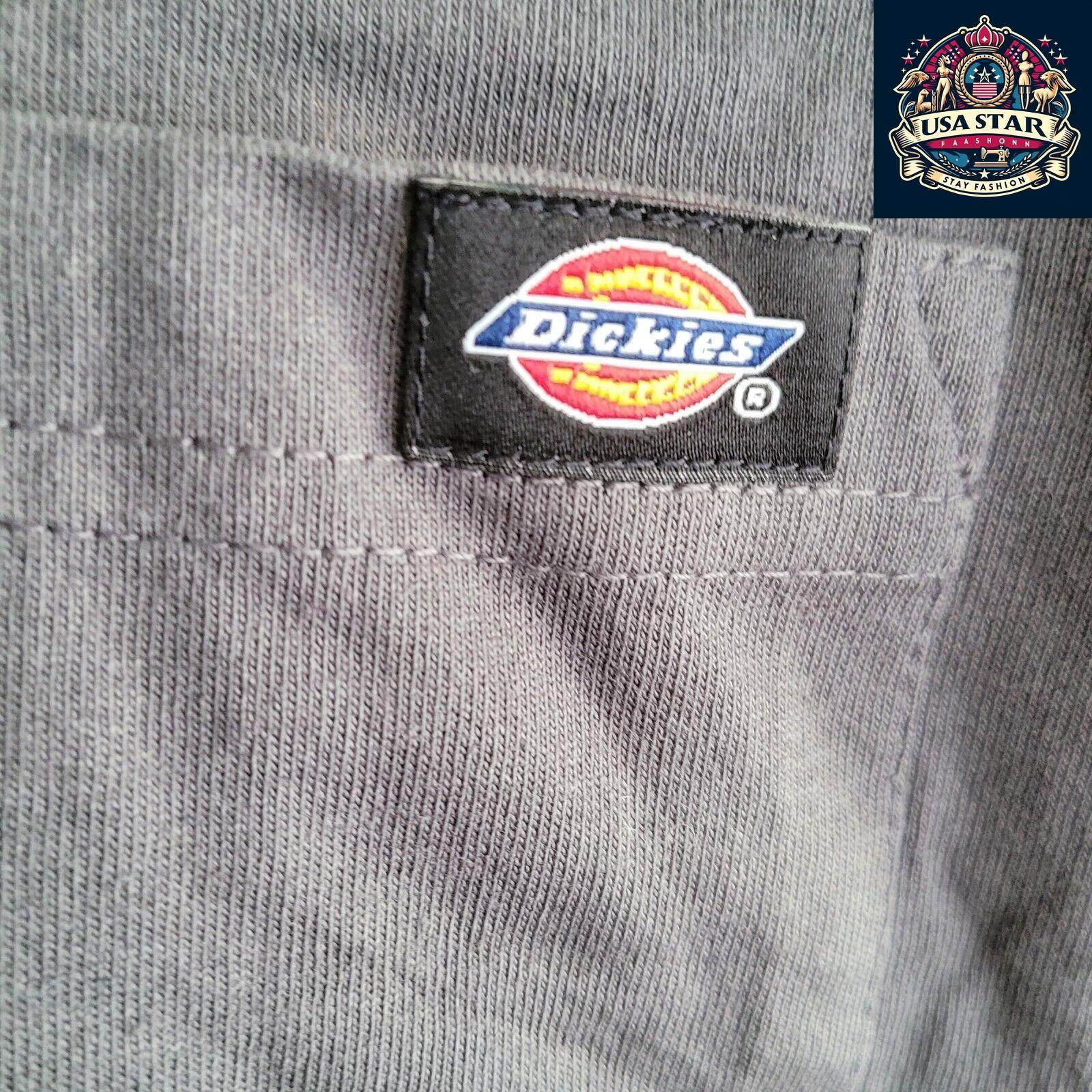 Authentic Dickies Long Sleeve Shirt for Men - XL Gray Cotton, Classic Logo, Comfortable Style - USASTARFASHION