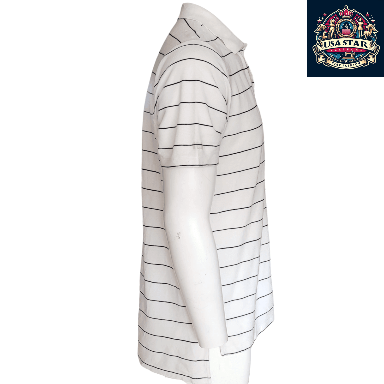 Polo Ralph Lauren Men's Polo Shirt XL White Striped Short Sleeve Classic Style & Comfort - USASTARFASHION