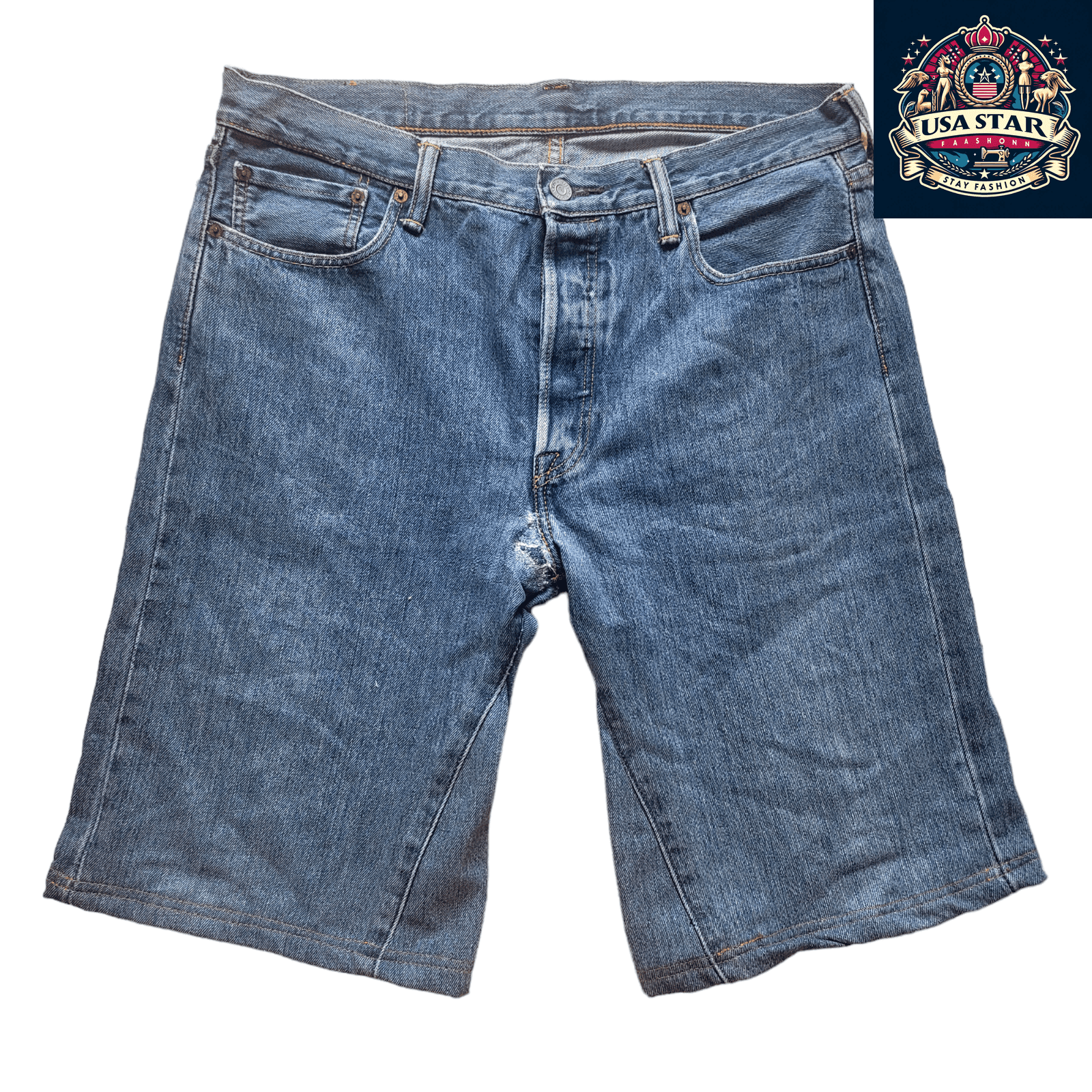 Levi's Denim Jorts W36 - Light Blue, Gently Used, Relaxed Fit, Durable Fabric, Classic Style - USASTARFASHION