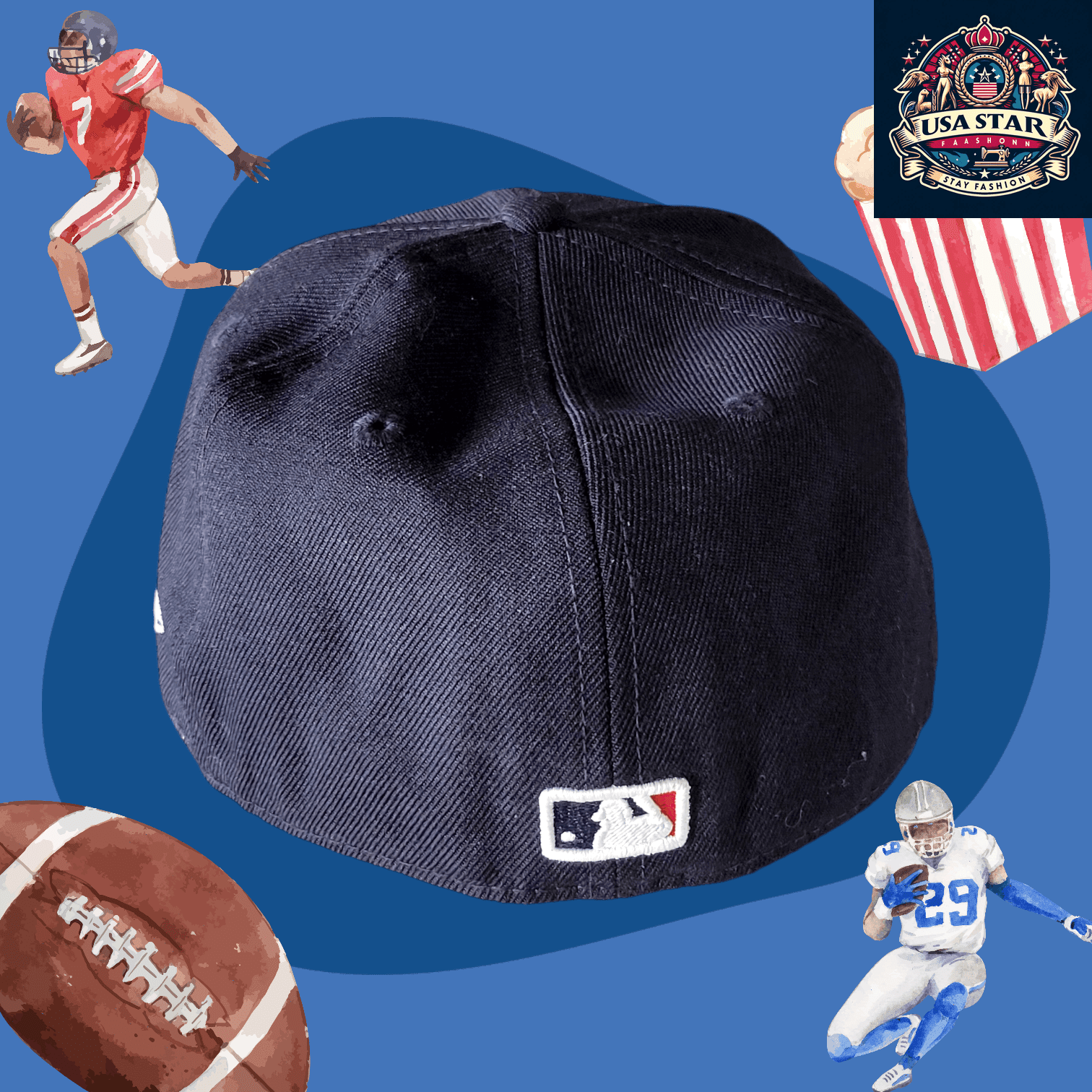 New Era 59FIFTY Fitted Cap Atlanta Braves Cap - Navy Blue 100% Wool, Size 7 1/4, Iconic MLB Style - USASTARFASHION