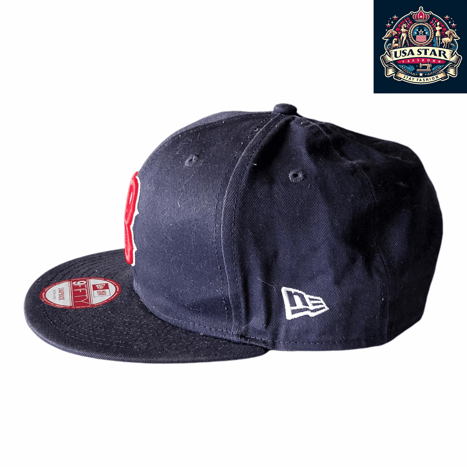 Boston Red Sox Snapback Hat - New Era 9FIFTY - Navy/Red - Adjustable, Durable, Medium - Large - USASTARFASHION