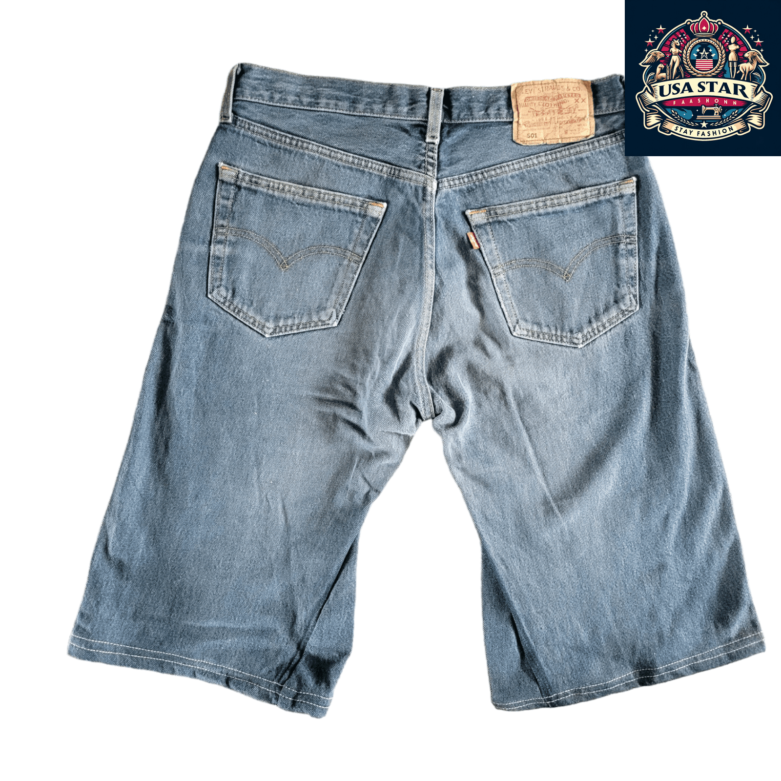 Levi's 501 Denim Shorts W33L36 - Classic Fit Blue Jean Jorts for Timeless Summer Style - USASTARFASHION