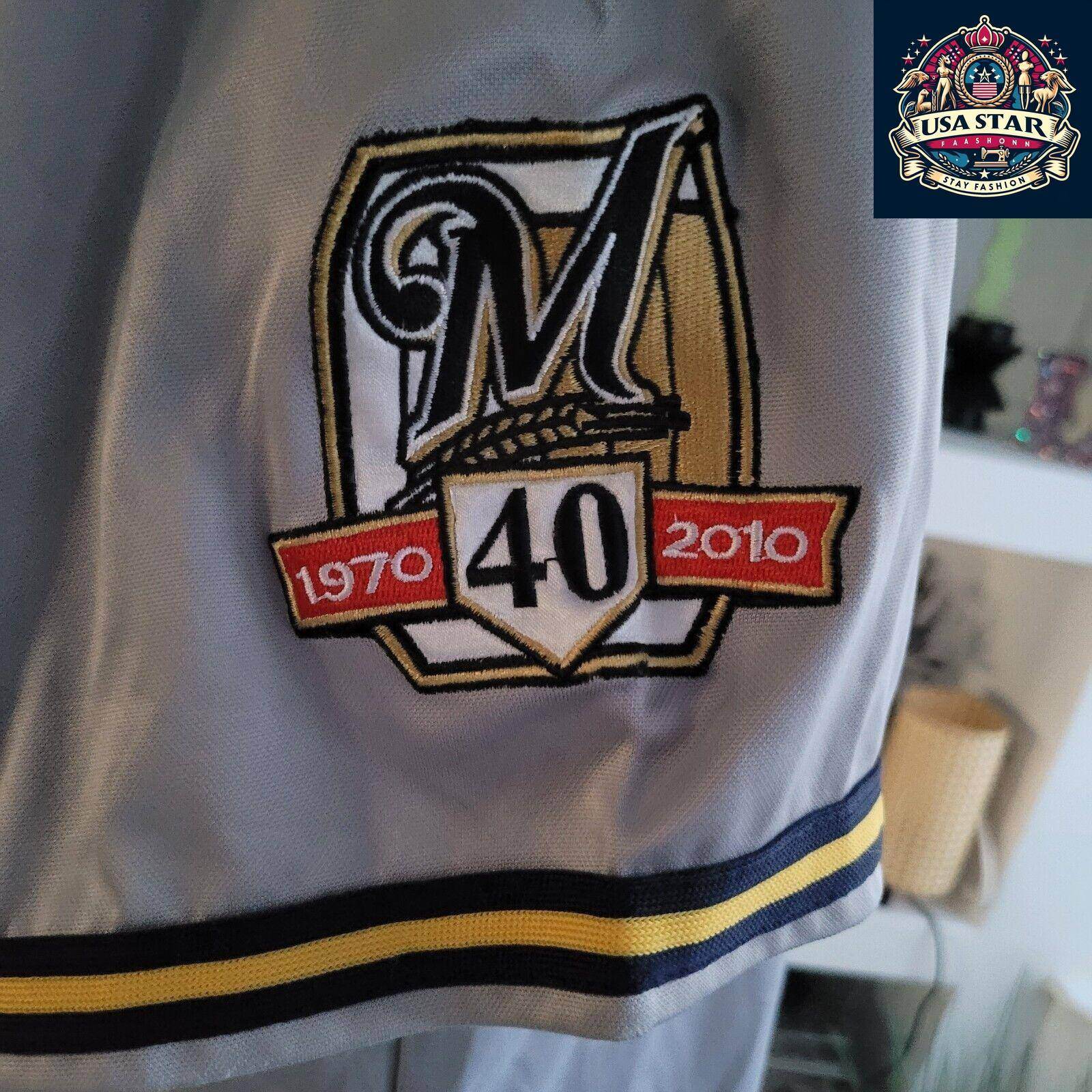 Majestic 49 Yovani Gallardo Jersey - Milwaukee Brewers Authentic Fan Apparel Size 54 Grey - USASTARFASHION