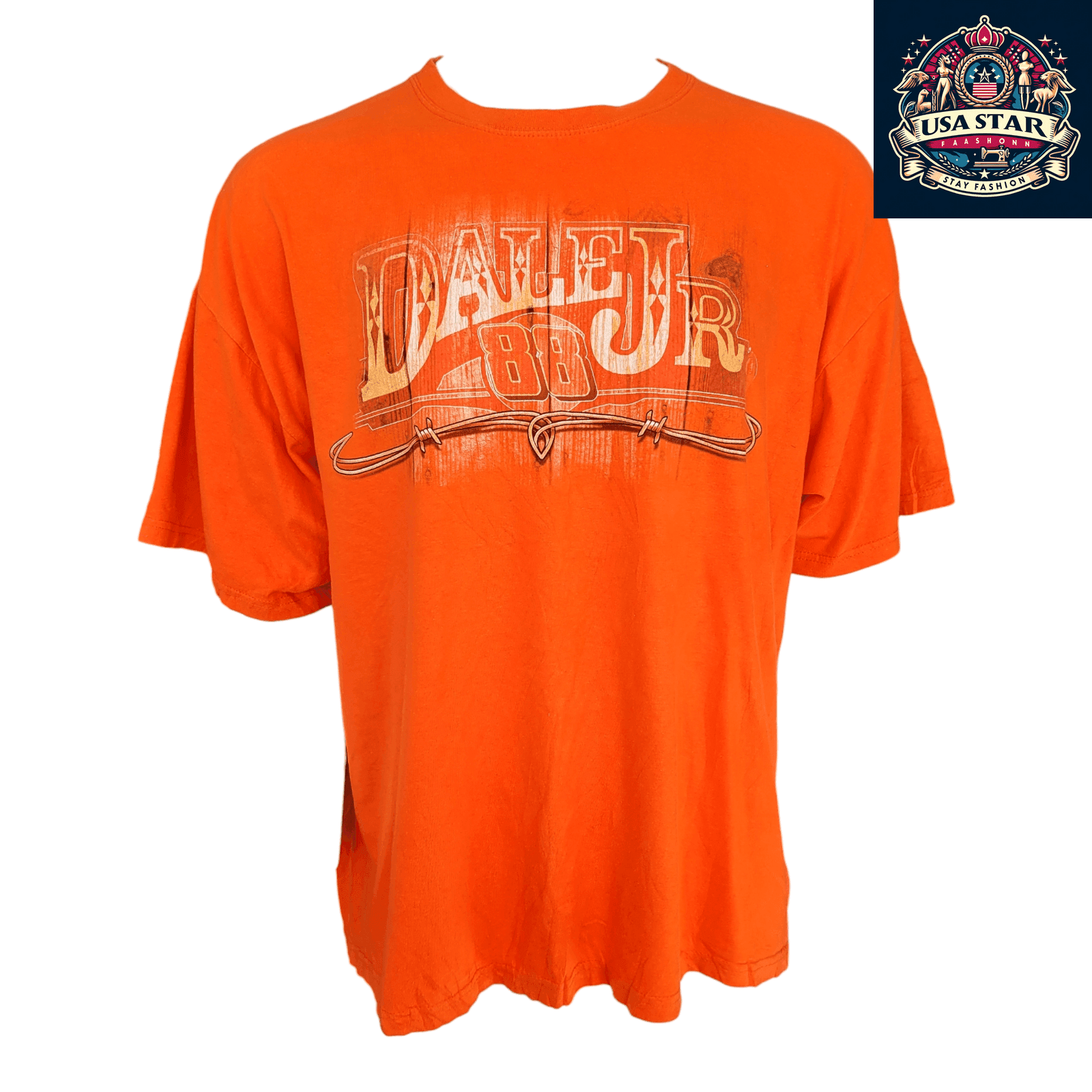 Dale Earnhardt Jr. 88 Vintage Racing T-Shirt 2XL Orange - Breathable Comfort by Chase Authentics - USASTARFASHION
