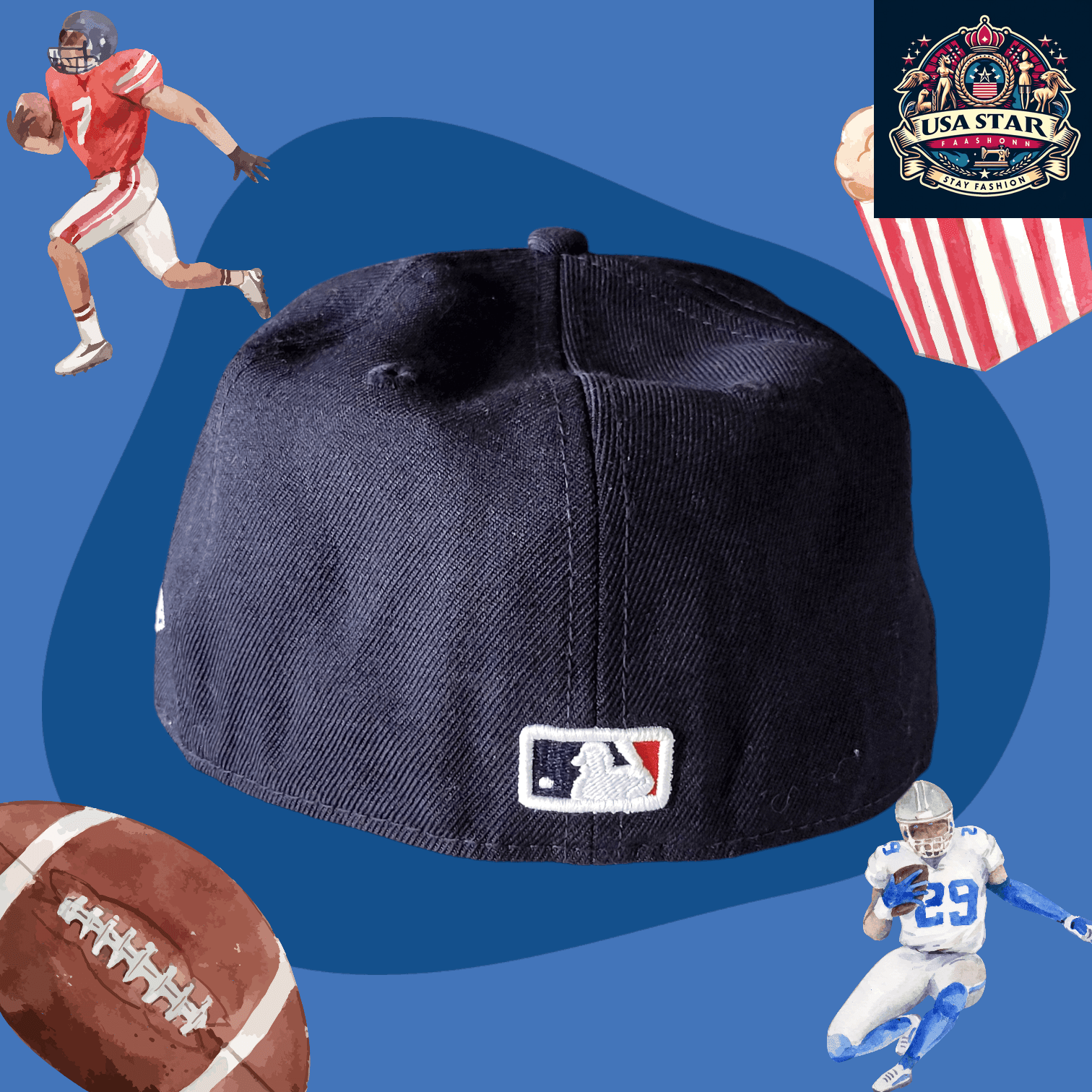 New Era 59FIFTY Fitted Cap Atlanta Braves Cap - Navy Blue 100% Wool, Size 7 1/4, Iconic MLB Style - USASTARFASHION