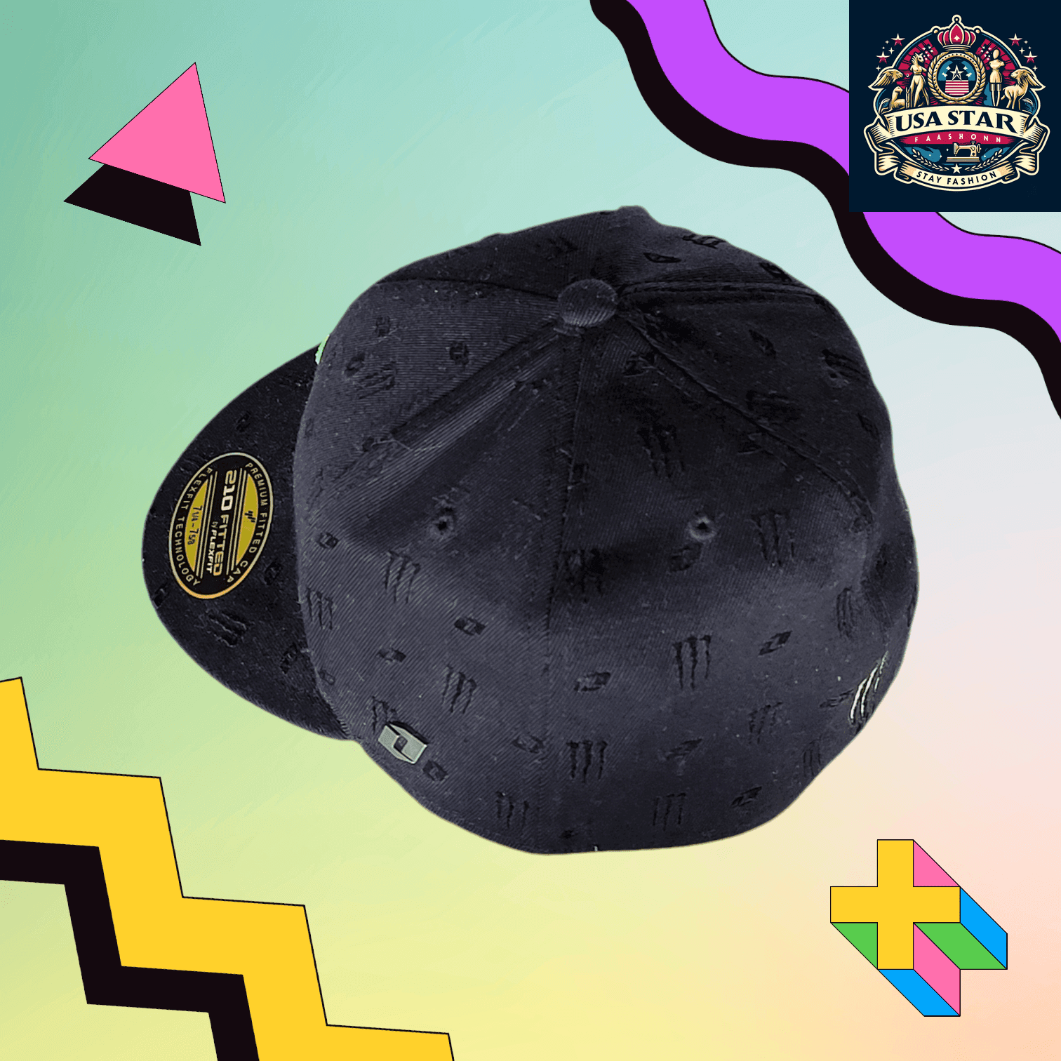 Monster Energy Flexfit Hat 210 Fitted - Comfortable Breathable Fabric, Size 7 1/4-7 5/8 - USASTARFASHION