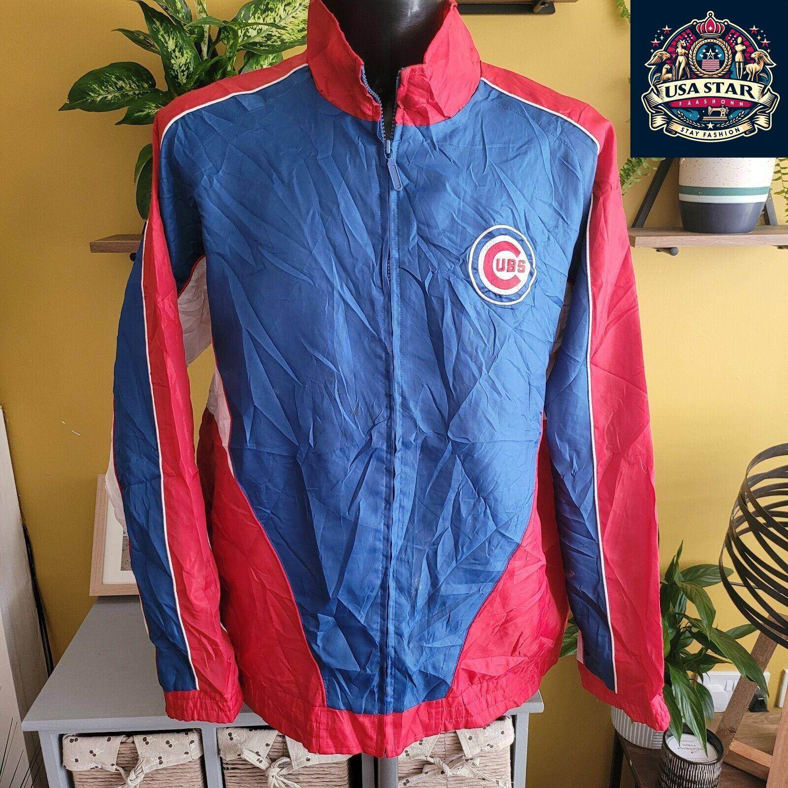 Chicago Cubs Jacket Men's L Full Zip Embroidered Premium Fit Stylish Design for Game Day - USASTARFASHION