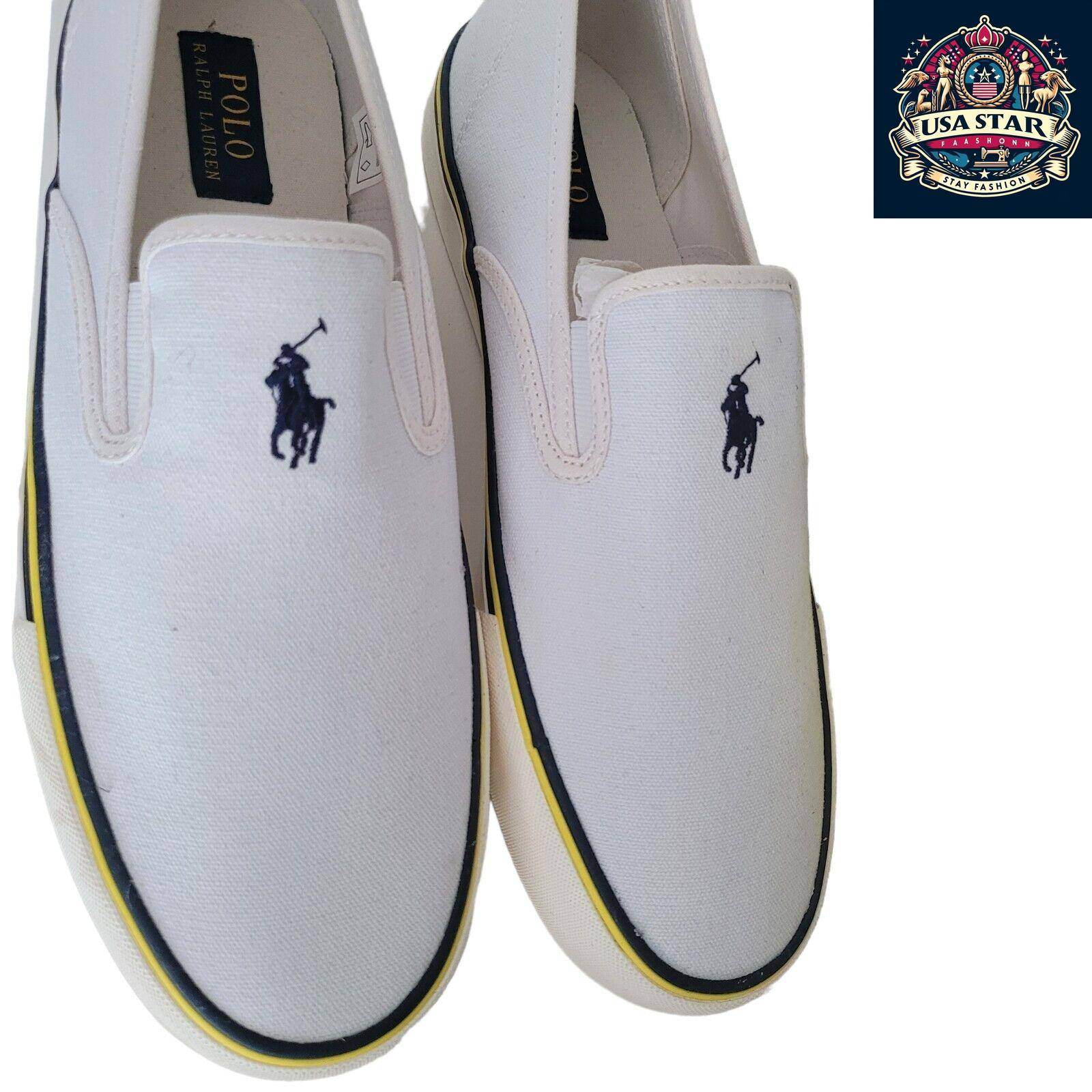 Ralph Lauren Men's Pumps Size 10 UK - Stylish White Sneakers with Comfortable Fit and Versatile Design - USASTARFASHION