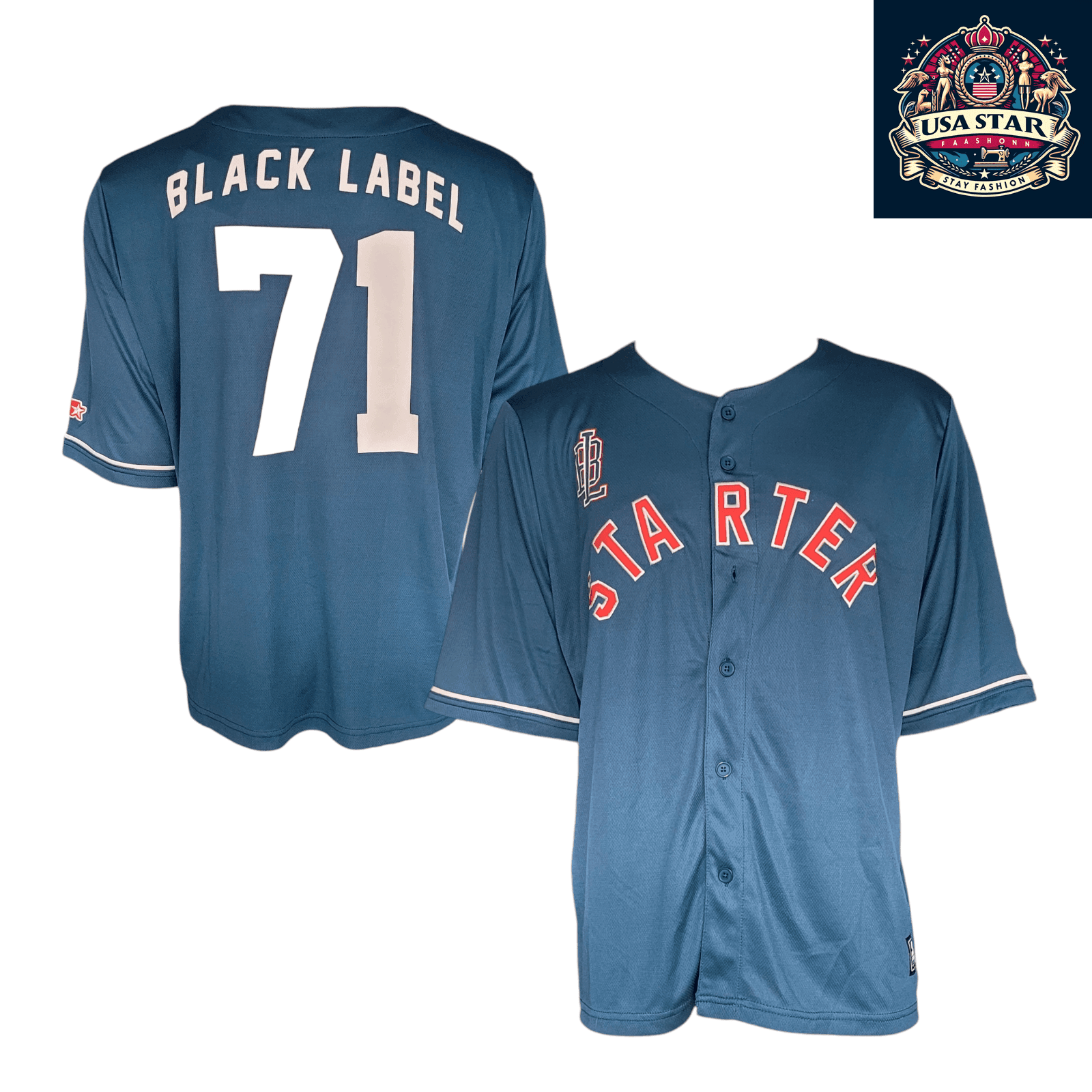 Starter Black Label Jersey Men's Teal 71 Baseball Jersey, Size M - Comfortable & Stylish Fit - USASTARFASHION