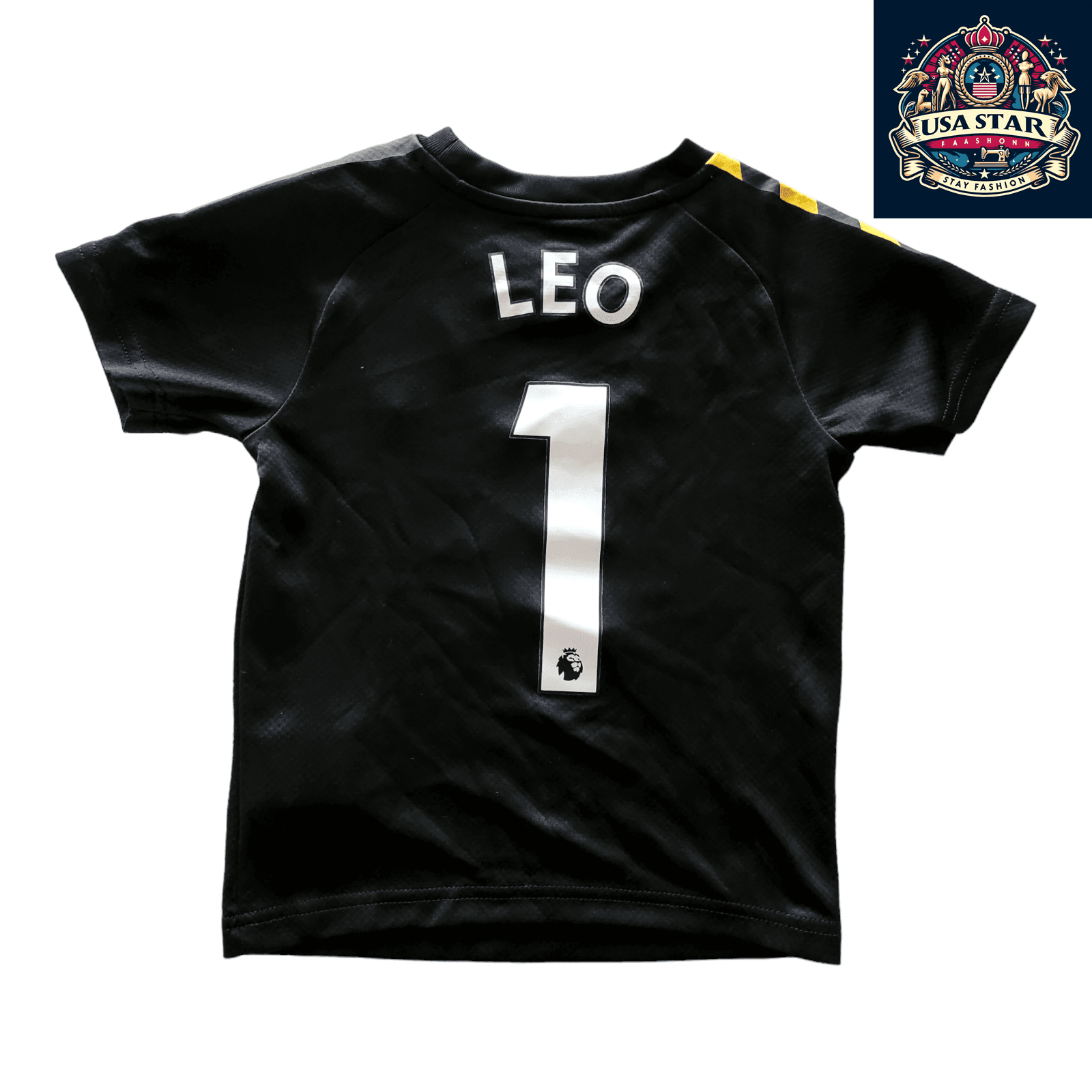 Manchester City Youth Soccer Jersey 3T by Puma in Black with Custom Leo 1 Personalization - USASTARFASHION