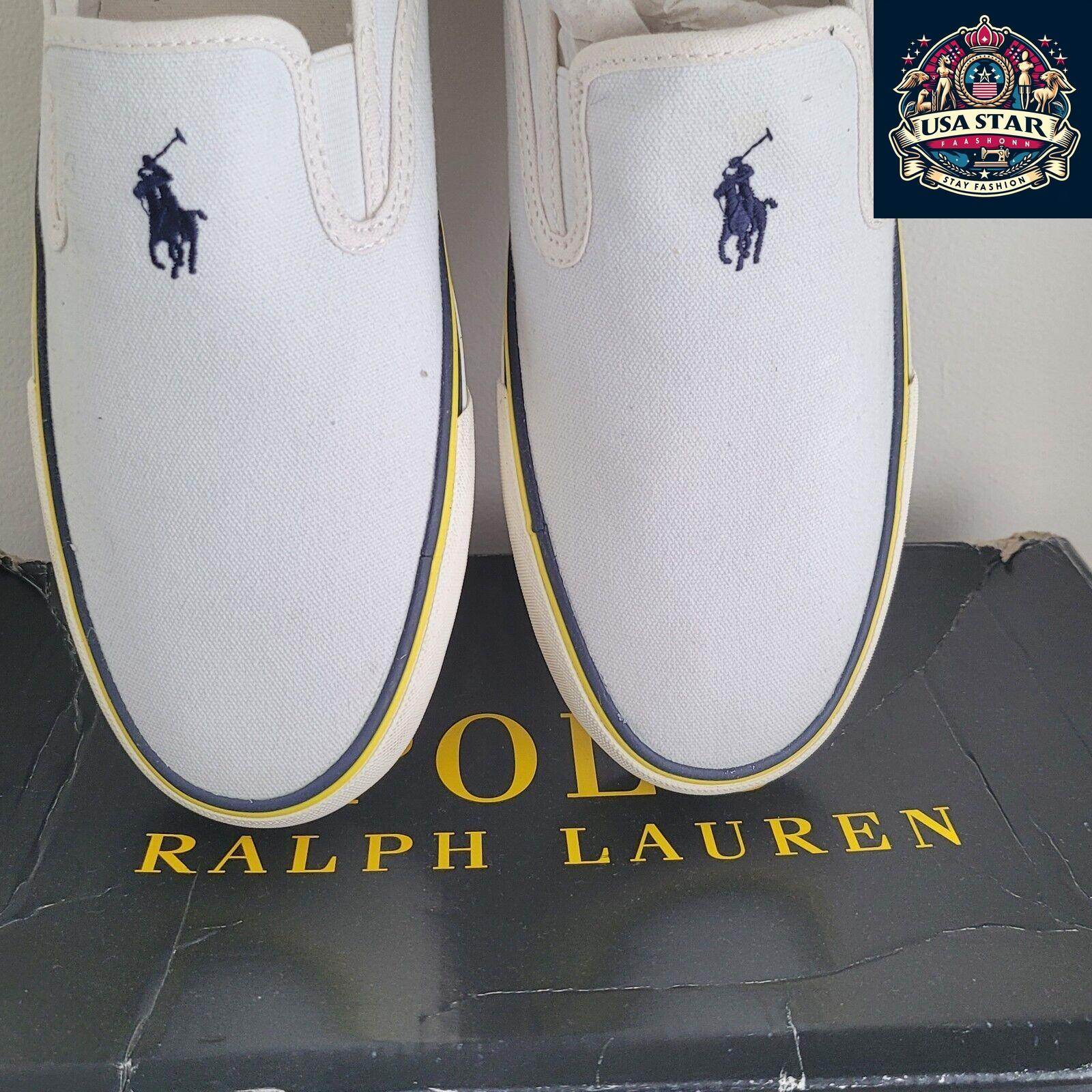 Ralph Lauren Men's Pumps Size 10 UK - Stylish White Sneakers with Comfortable Fit and Versatile Design - USASTARFASHION