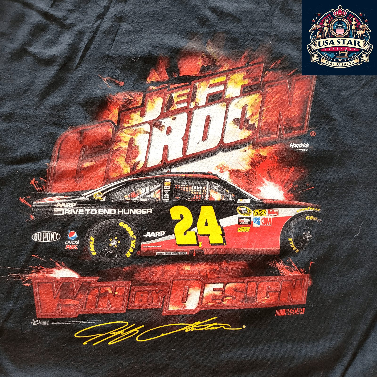 Jeff Gordon NASCAR T-Shirt XL - Chase Authentics 24 Chevy Impala Lead By Example Design - USASTARFASHION