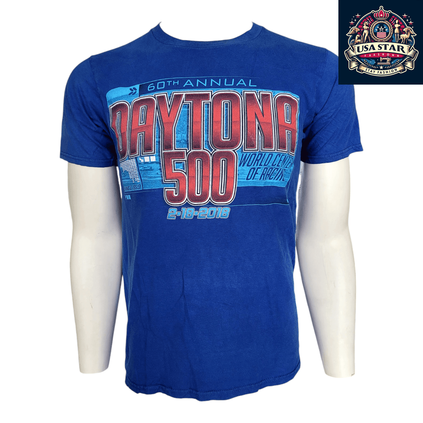 Fanatics Daytona 500 Racing Shirt - 60th Annual NASCAR Blue T-Shirt for Fans, Size Small - USASTARFASHION