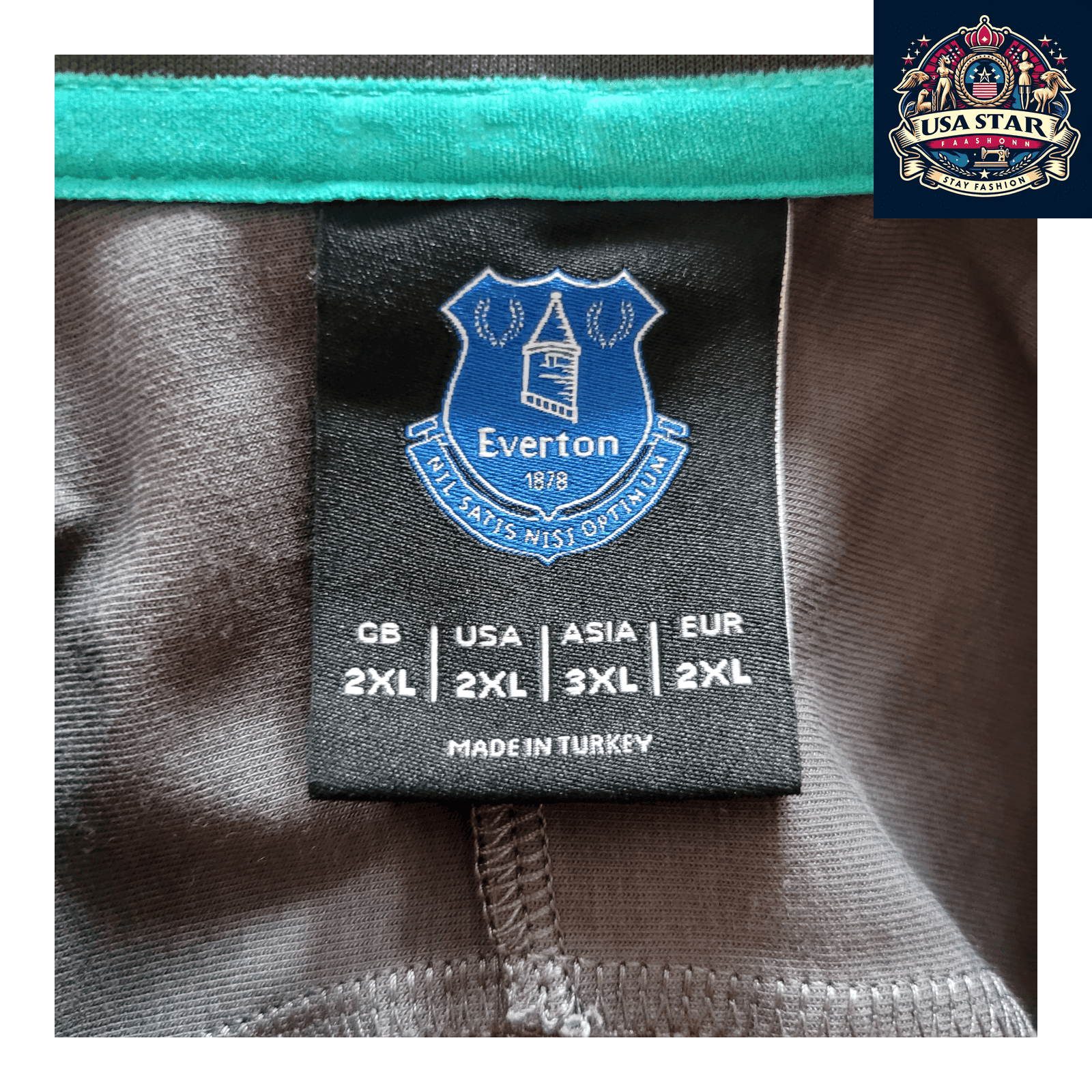 Fanatics Everton FC Track Jacket Men's 2XL - Stylish Grey With Teal Accents, Full Zip & Pockets - USASTARFASHION