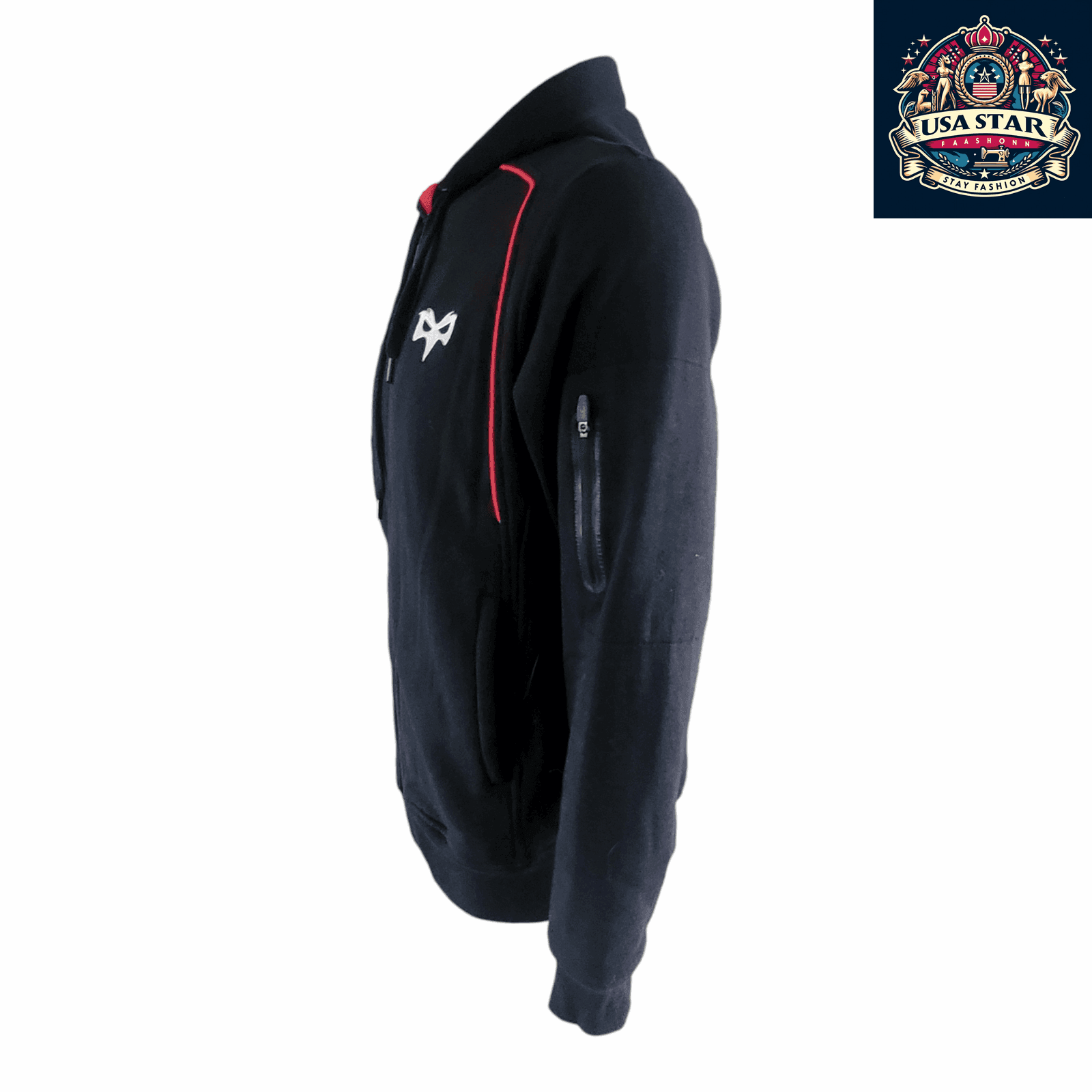 Blk Ospreys Rugby Hoodie - Men's Full Zip, Breathable, Durable Black, Size S - USASTARFASHION