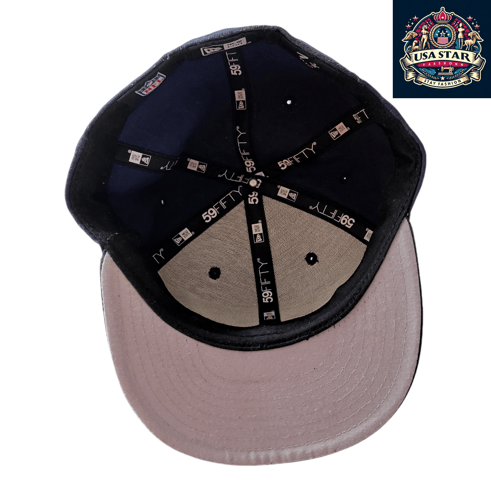 New England Patriots Cap - New Era 59Fifty Fitted Hat Size 7 1/4 in Durable Navy Blue - USASTARFASHION