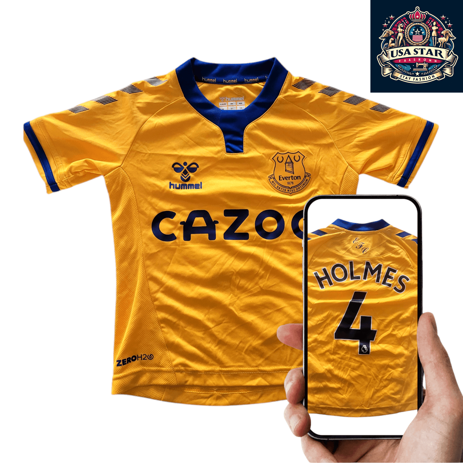 Everton FC Youth Jersey 2021 - 2022 4 Holmes Hummel Cazoo - Size 6Y/116cm, Stylish & Comfortable - USASTARFASHION