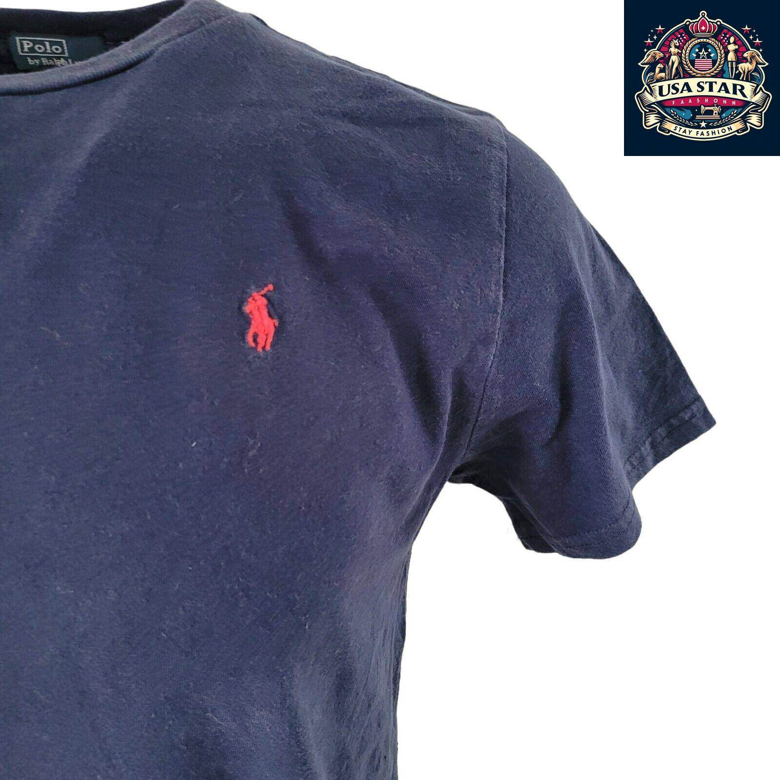 Polo Ralph Lauren T-Shirt Youth XL (18-20) Adult S - Classic Navy Round Neck for Stylish Comfort - USASTARFASHION