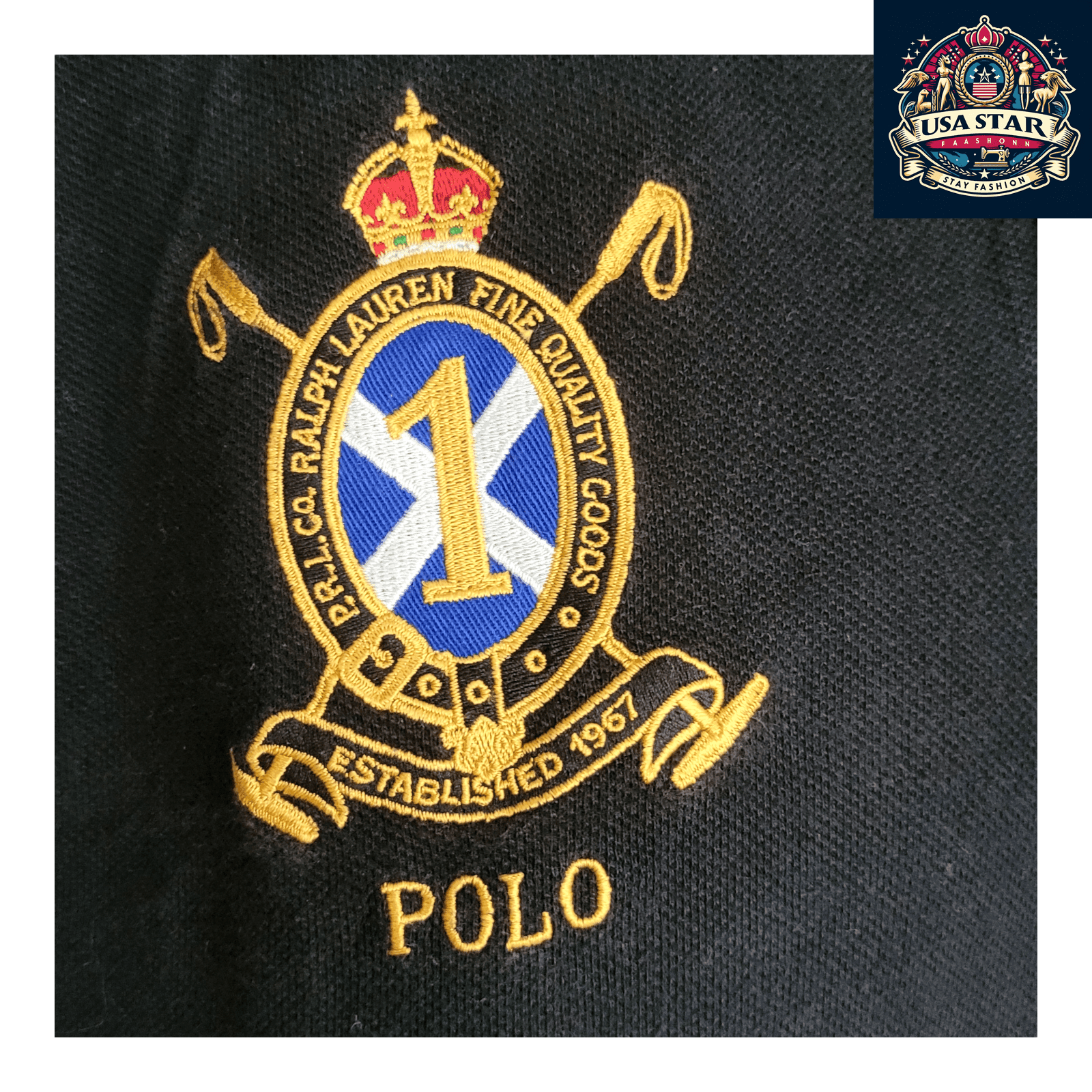 Polo Ralph Lauren Men's Polo Shirt XXL - Custom Fit Black With Embroidered Logos - USASTARFASHION