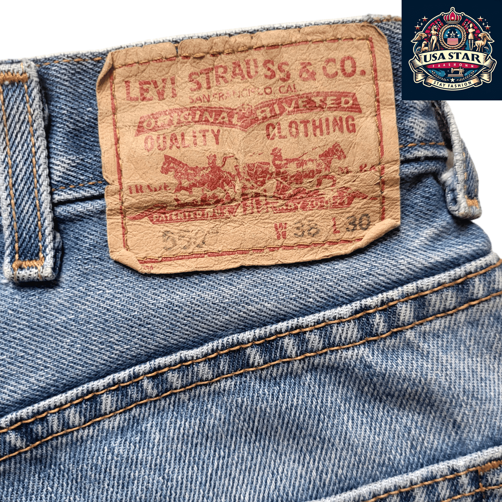 Levi's 501 Denim Shorts W30 L30 - Vintage Blue Five - Pocket Design with Adjustable Waistband - USASTARFASHION