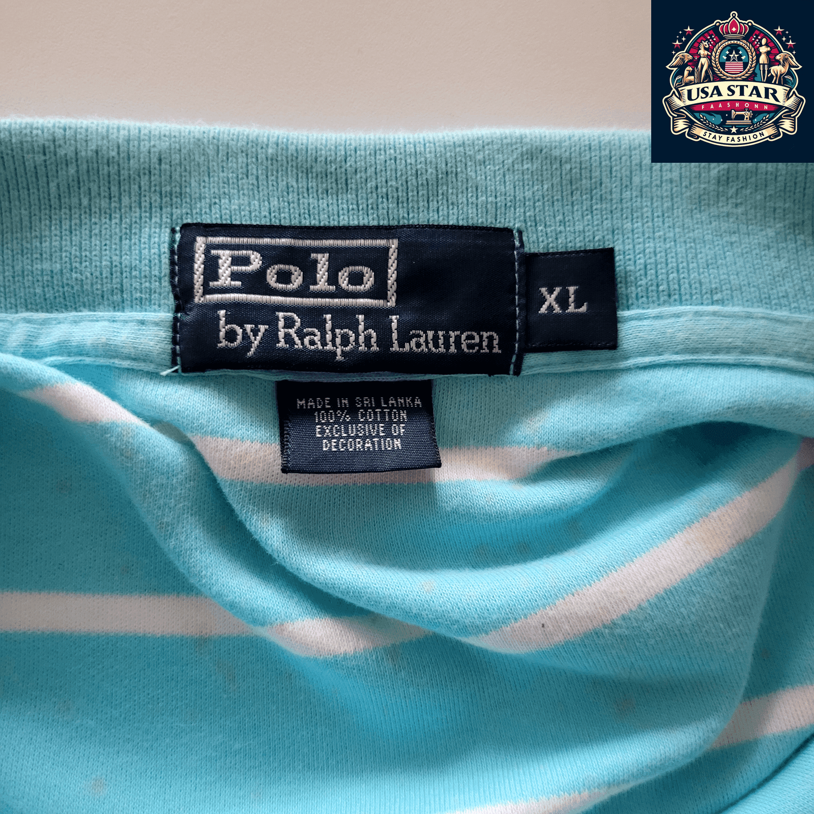 Polo Ralph Lauren Men's Shirt XL Aqua Striped 100% Cotton Classic Fit for Timeless Style - USASTARFASHION