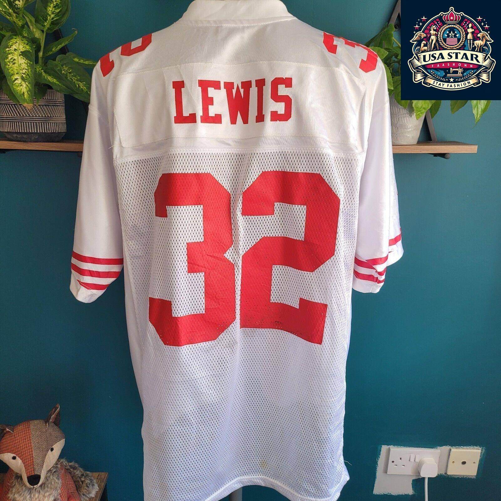 Reebok San Francisco 49ers Jersey 32 Lewis - Authentic NFL Shirt, Comfortable and Durable Design - USASTARFASHION
