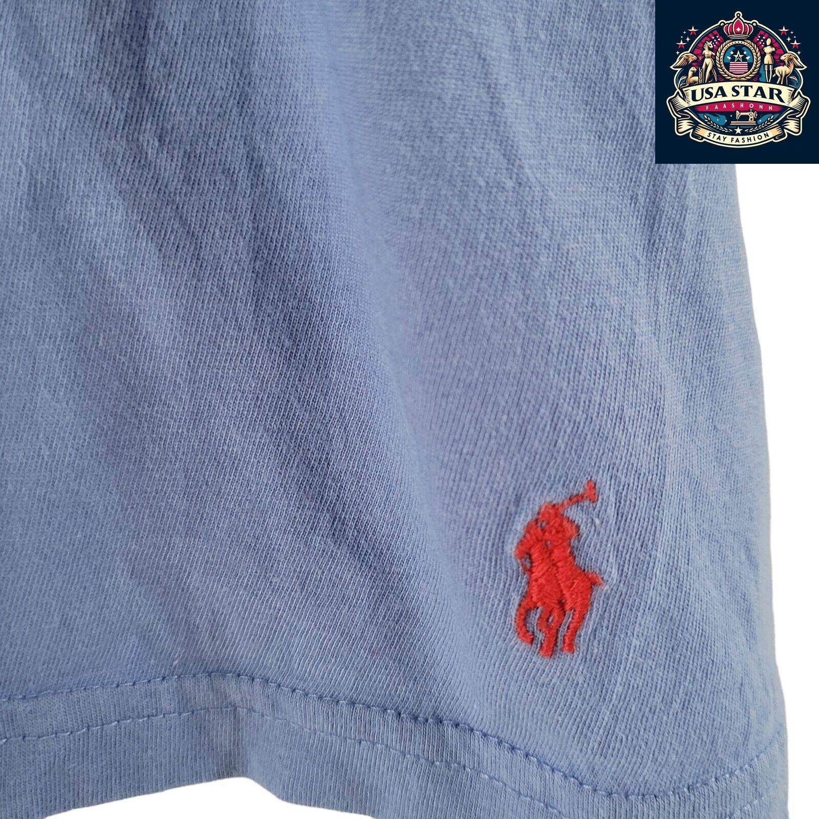 Polo Ralph Lauren T-Shirt Size L - Classic Blue Cotton Crew Neck Tee for Effortless Style - USASTARFASHION