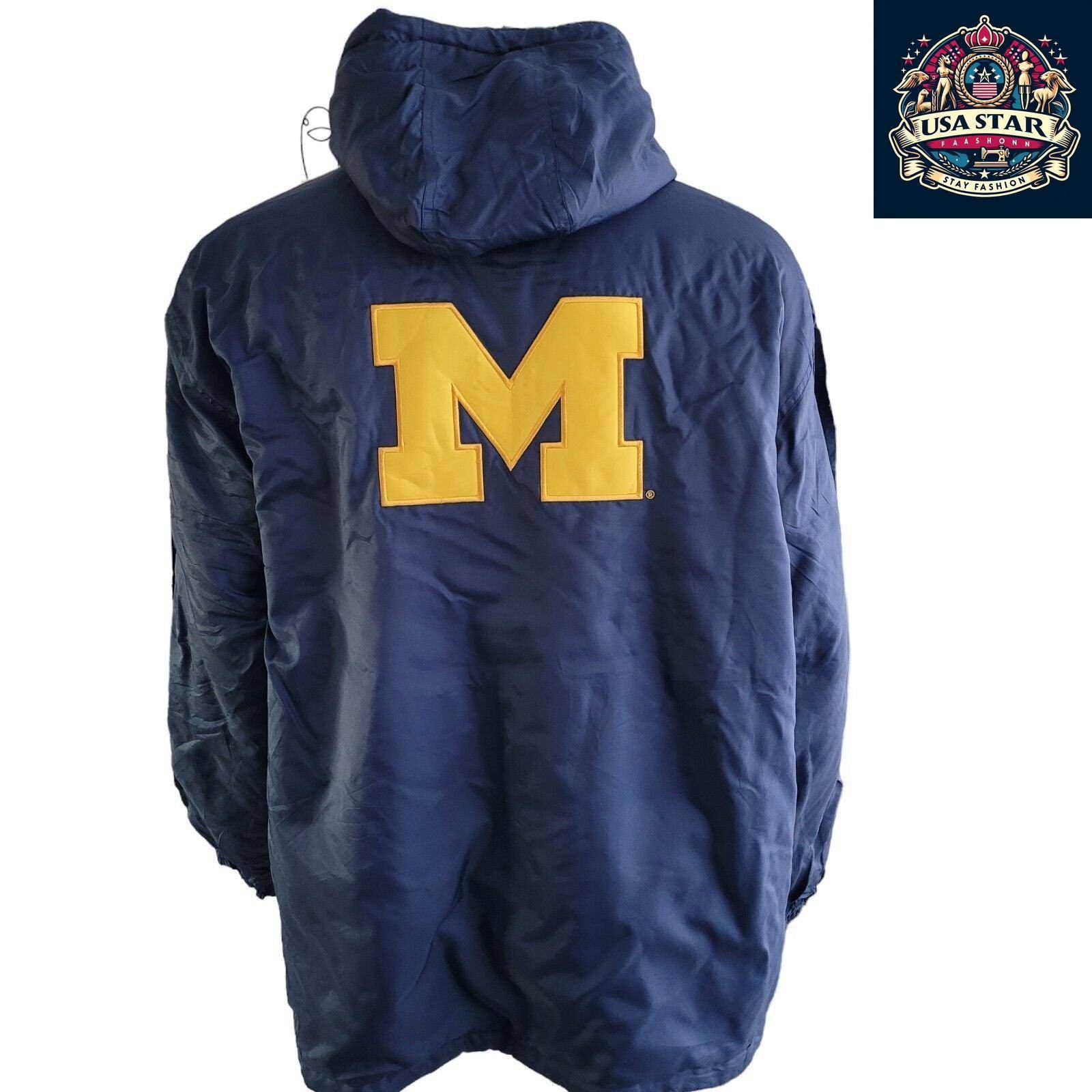 Spotlight Puffer Jacket Men - Michigan Navy 2XL, Stylish Regular Fit, Durable Polyester - USASTARFASHION