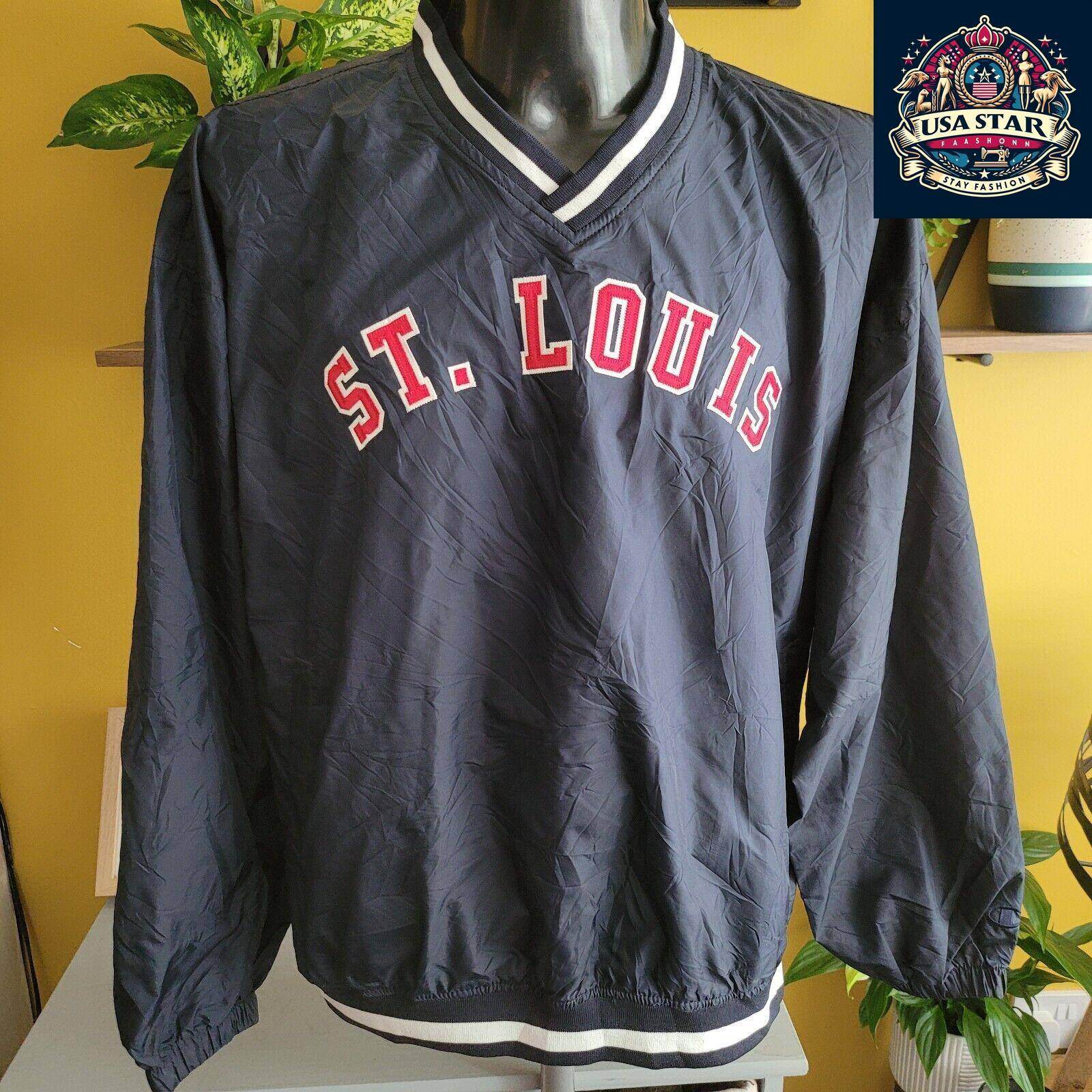 Champion Men's L Pullover Windbreaker with Side Zip for St. Louis Cardinals Fans, Red and Breathable - USASTARFASHION
