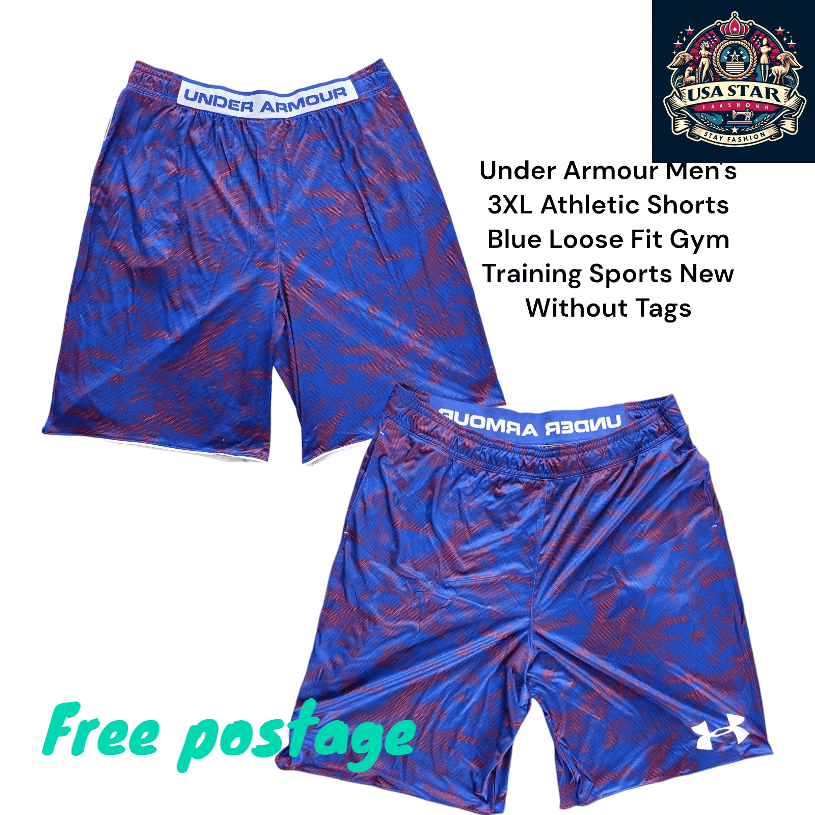 Men's Under Armour Athletic Shorts, Blue Loose Fit, Moisture - Wicking, Lightweight Fabric, Gym & Training - USASTARFASHION