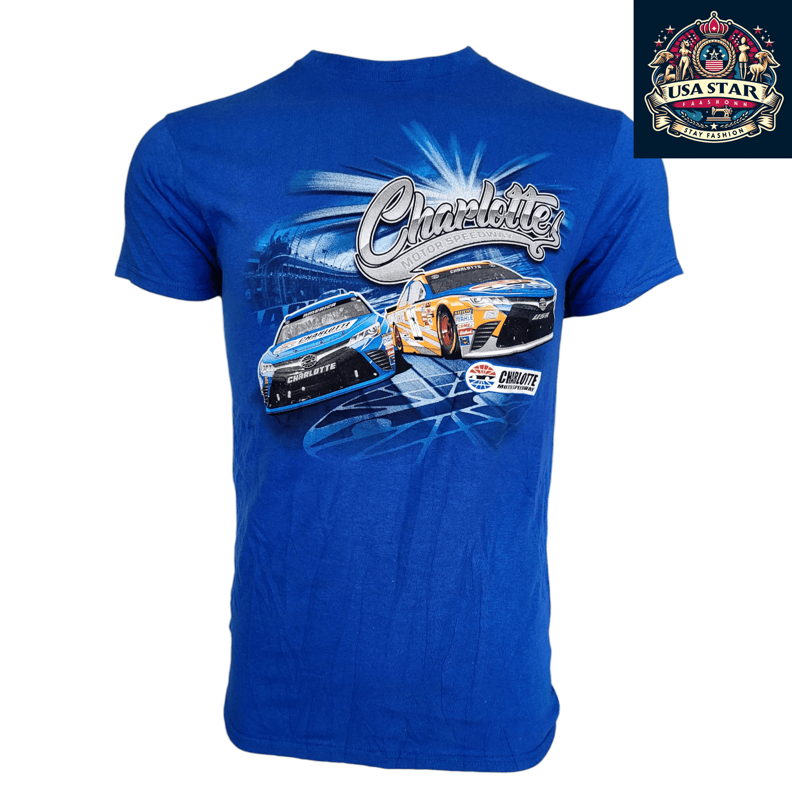 NASCAR Charlotte Motor Speedway T-Shirt - Blue Small, Delta Pro Weight Fabric for Ultimate Comfort - USASTARFASHION