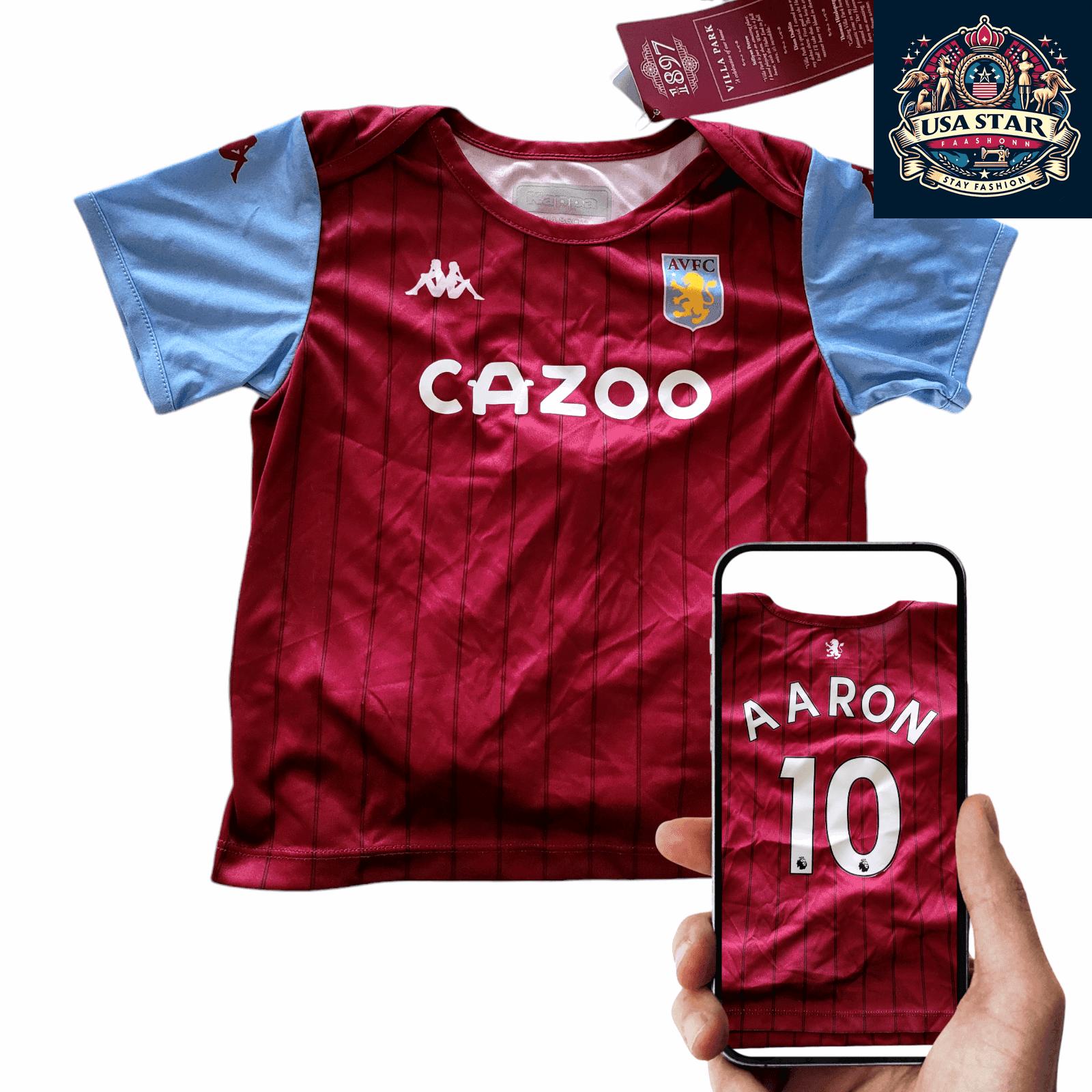 Aston Villa Baby Kit Jersey & Socks Set 18M - Official Aaron 10 2023/24 for Little Fans - USASTARFASHION