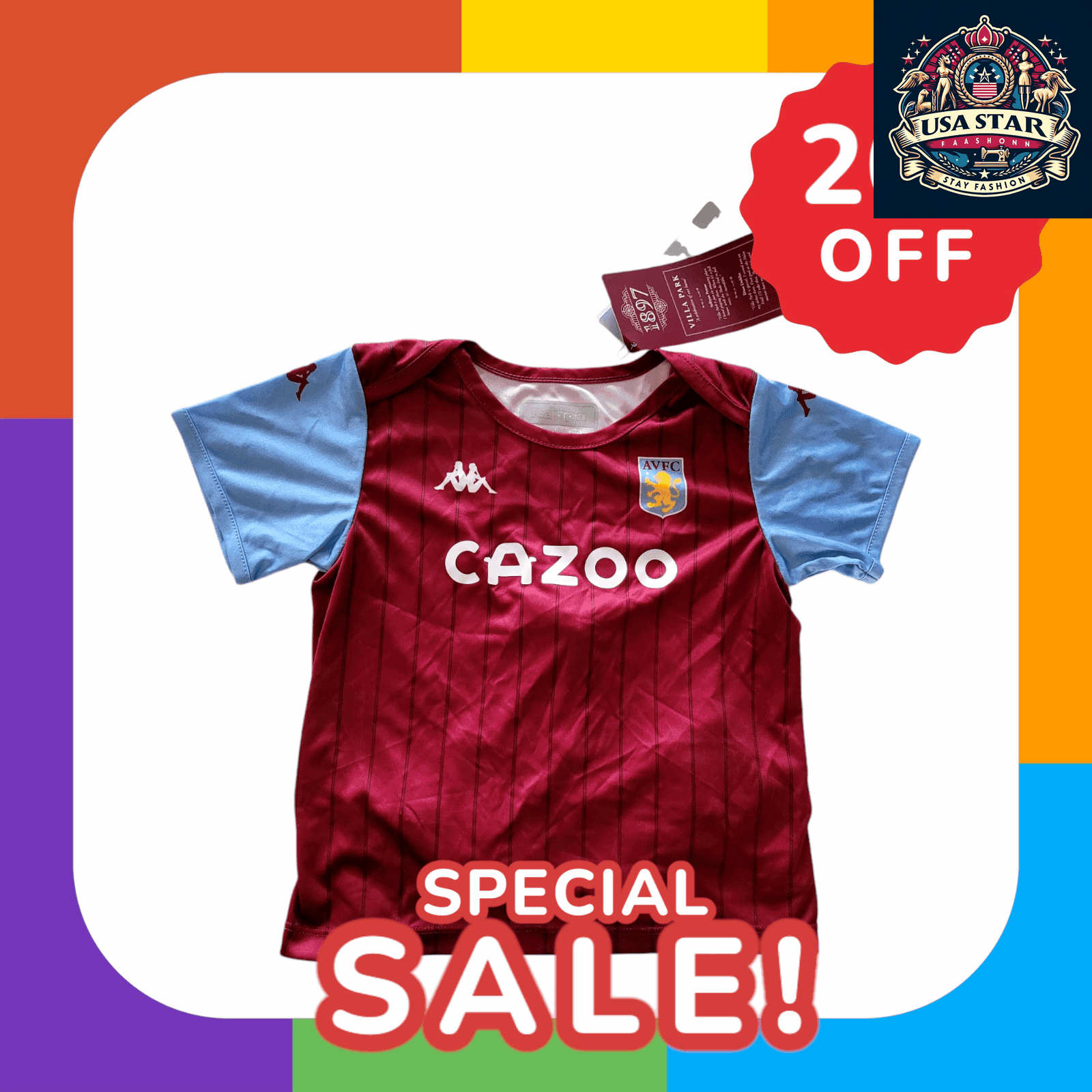 Aston Villa Baby Kit Jersey & Socks Set 18M - Official Aaron 10 2023/24 for Little Fans - USASTARFASHION